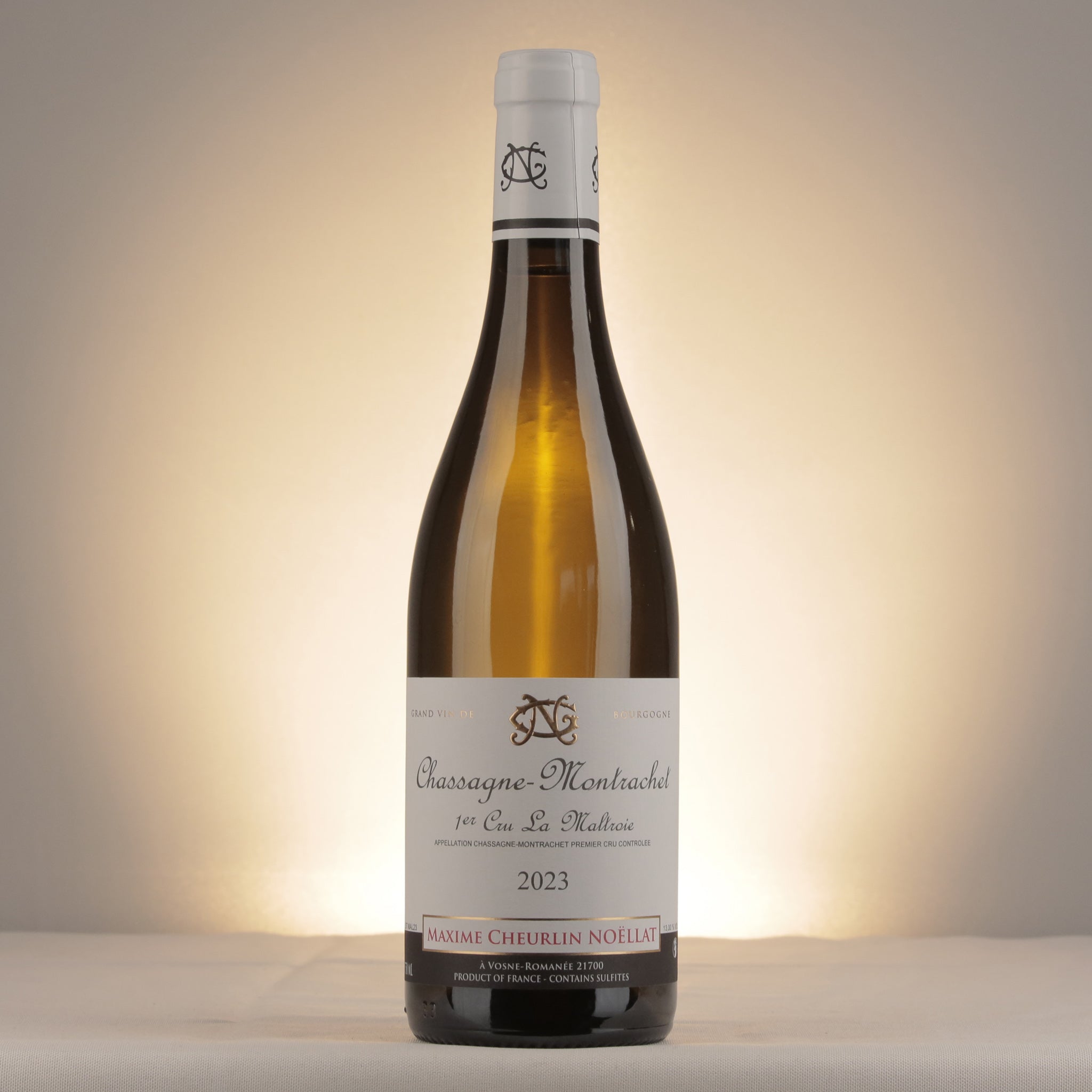 Maxime Cheurlin-Noëllat Chassagne-Montrachet 1er Cru La Maltroie Blanc 2023 Bottle front