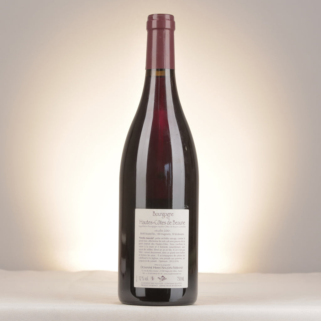 Claire Naudin Bourgogne Hautes Côtes de Beaune Orchis Mascula 2010 Bottle back