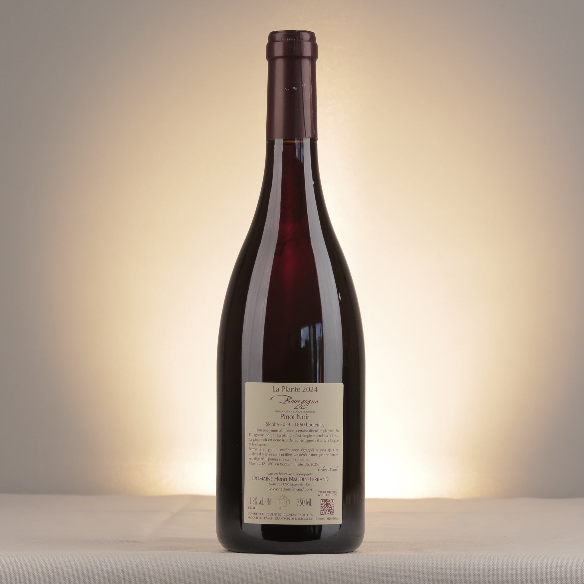 Claire Naudin Bourgogne La Plante 2024 Bottle back