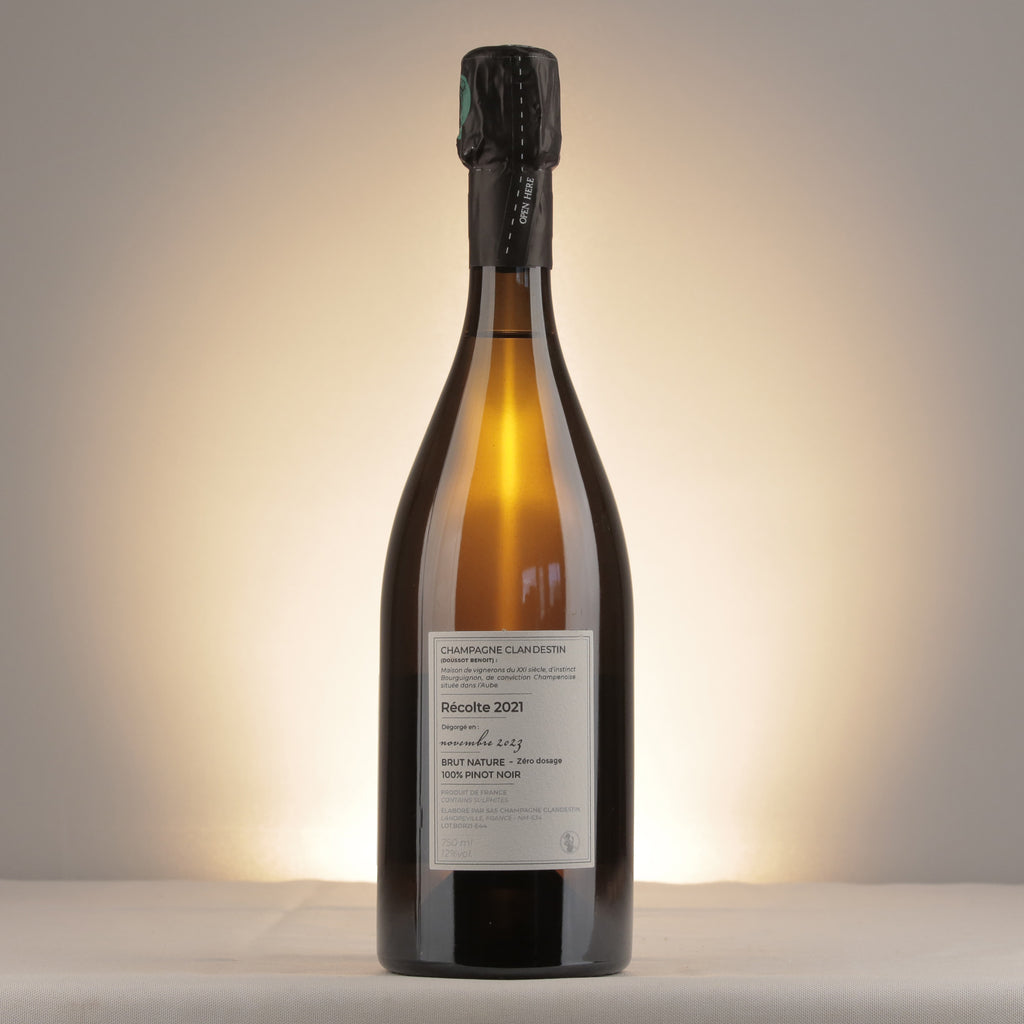 Clandestin Boréal Brut Nature Champagne 2021 Bottle back