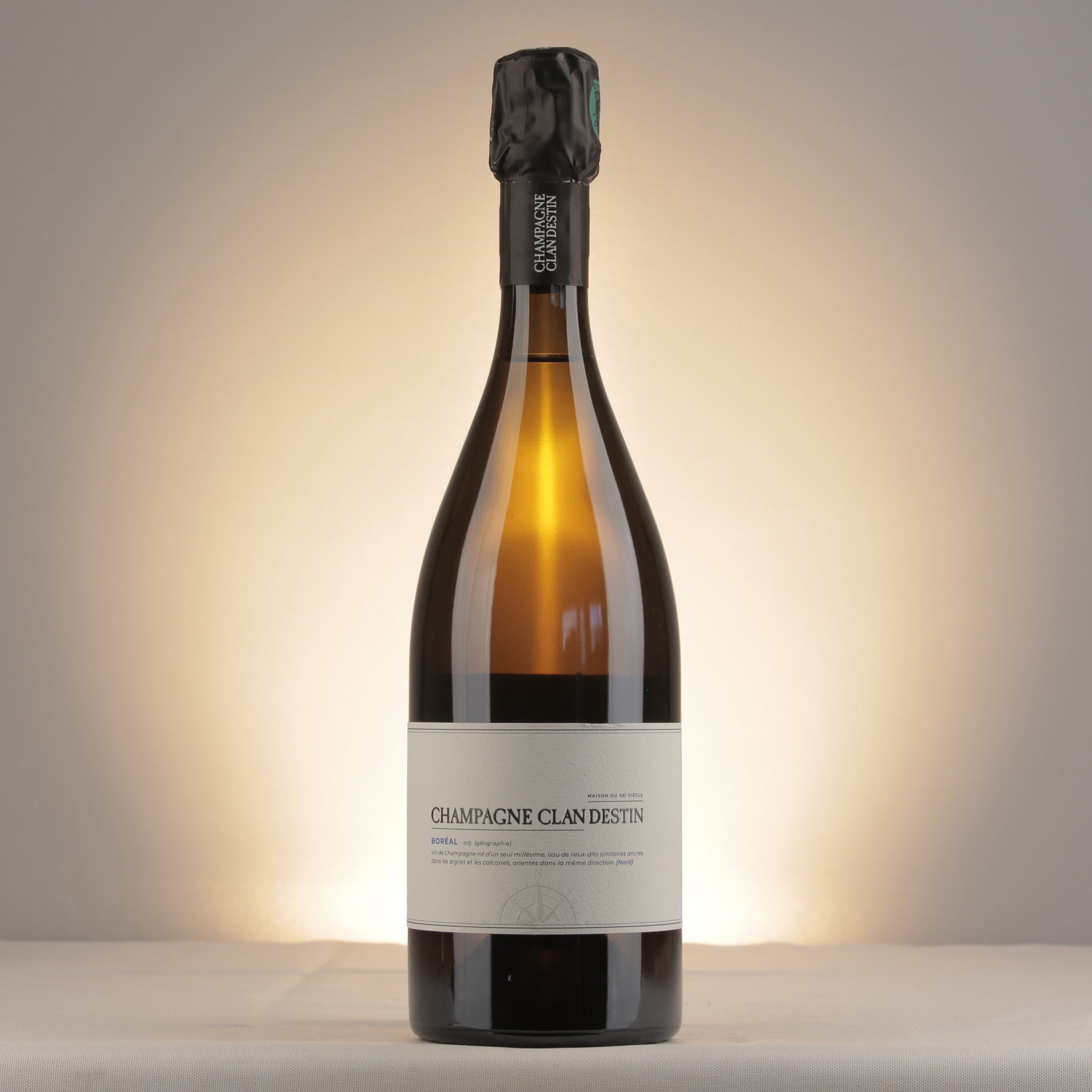 Clandestin Boréal Brut Nature Champagne 2021 Bottle front