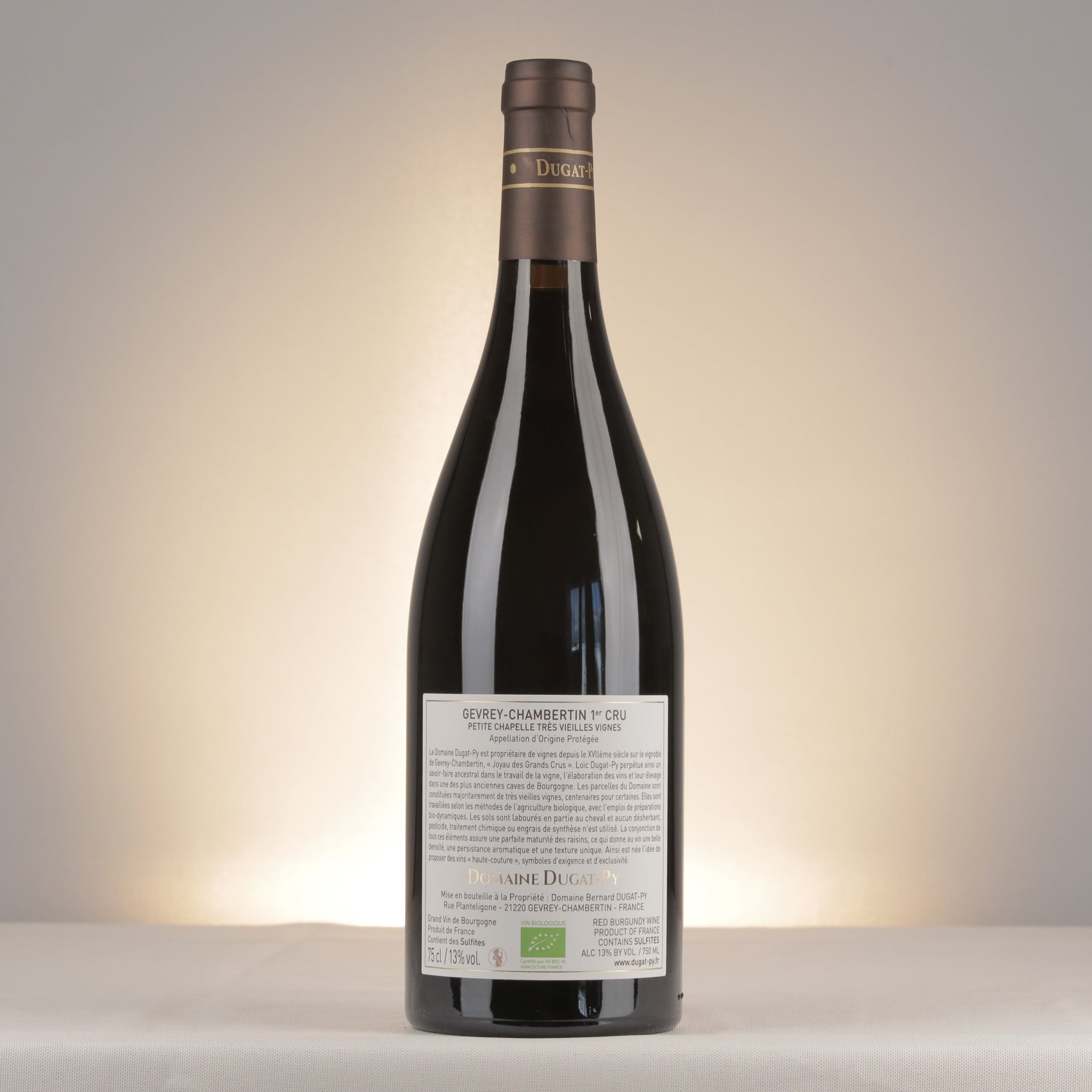 Dugat-Py Gevrey-Chambertin 1er Cru Petite Chapelle Vieilles Vignes 2023 Bottle back