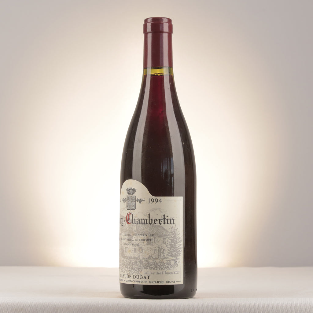Claude Dugat Gevrey-Chambertin 1994 Bottle turned left