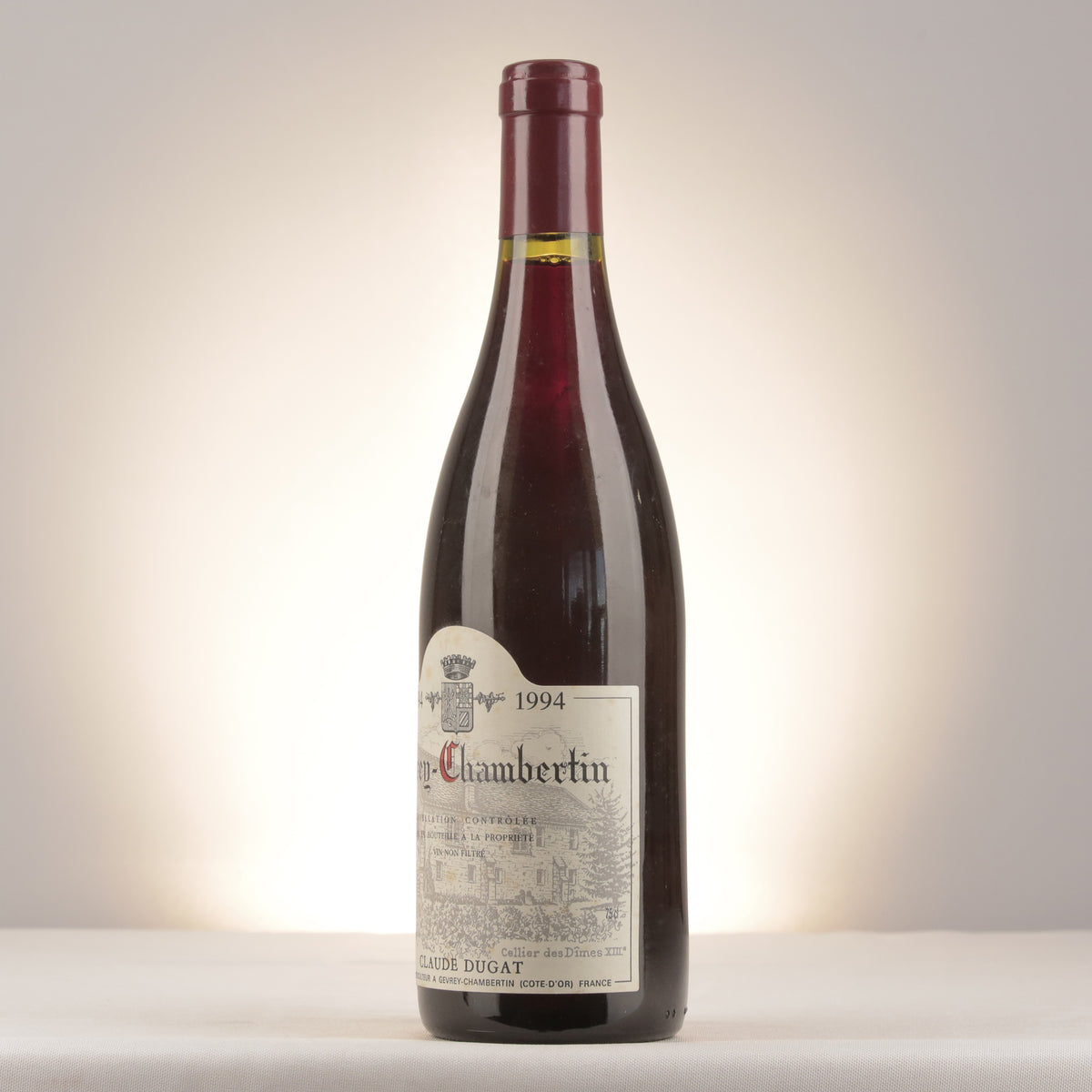 Claude Dugat Gevrey-Chambertin 1994 Bottle turned left