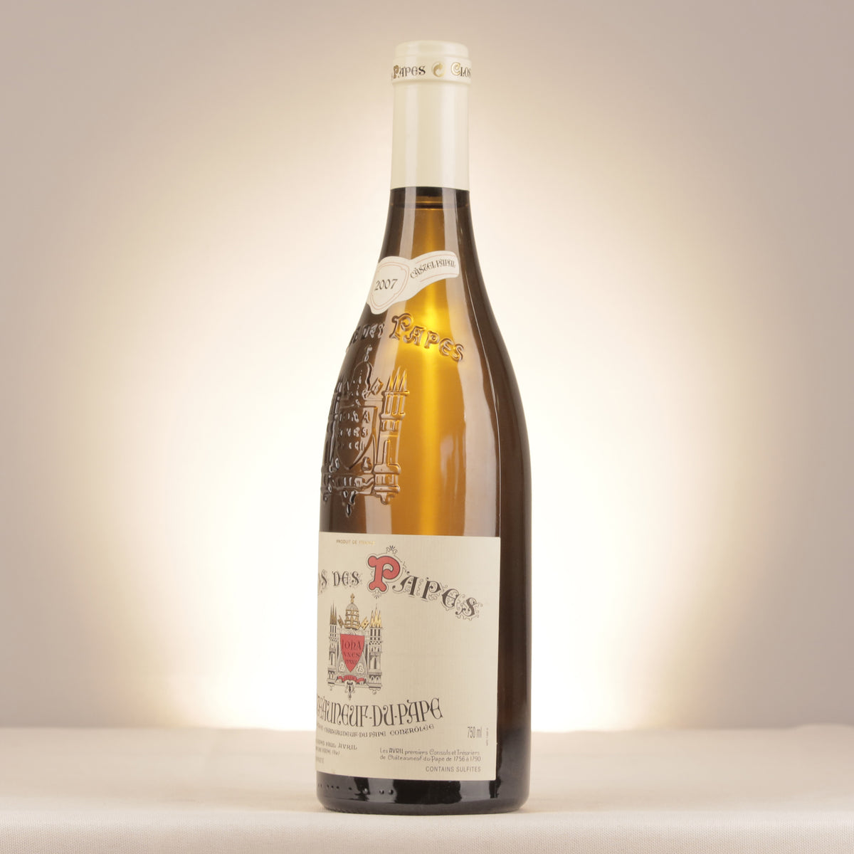 Clos des Papes Châteauneuf-du-Pape Blanc 2007 Bottle turned left