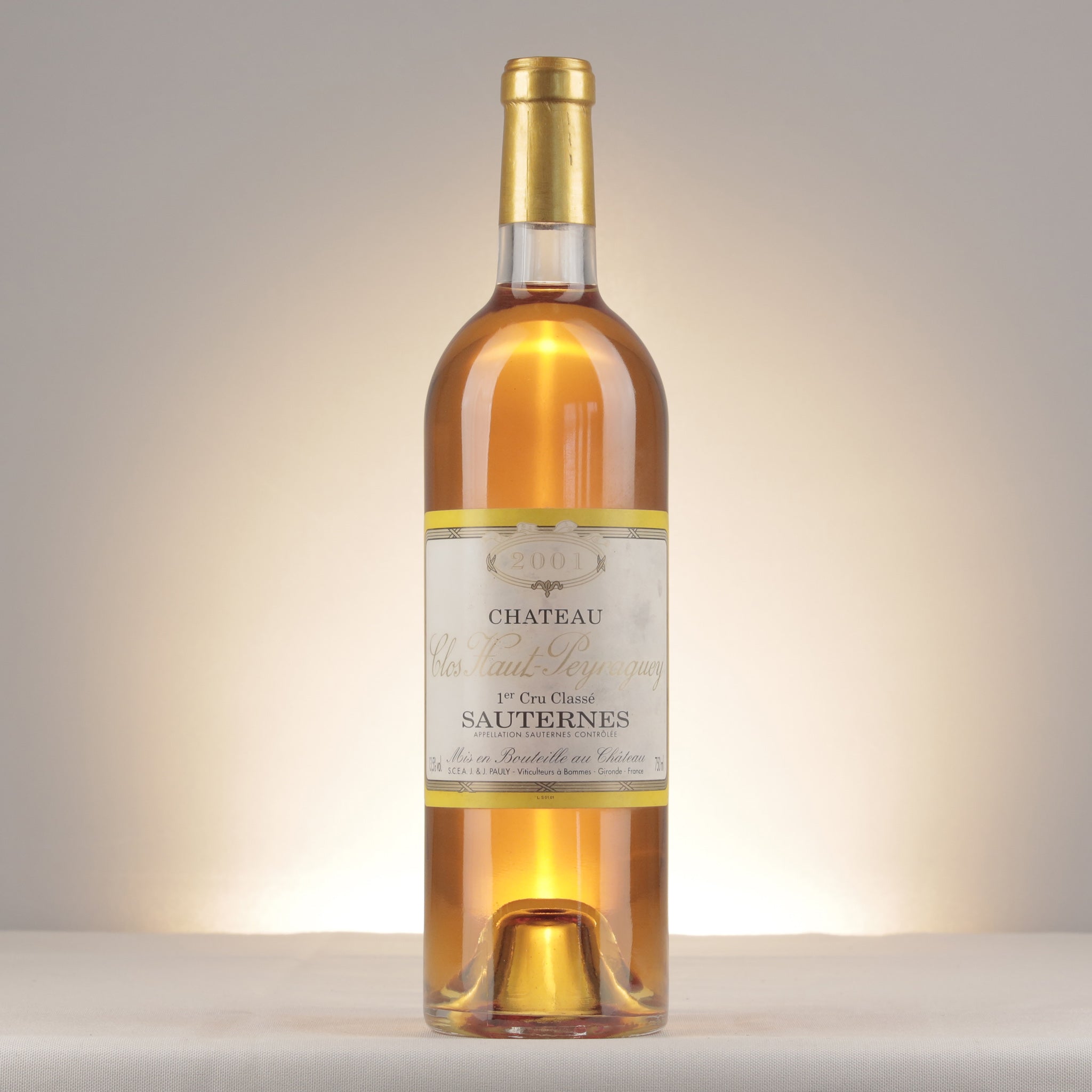 Clos Haut-Peyraguey 2001 Bottle front