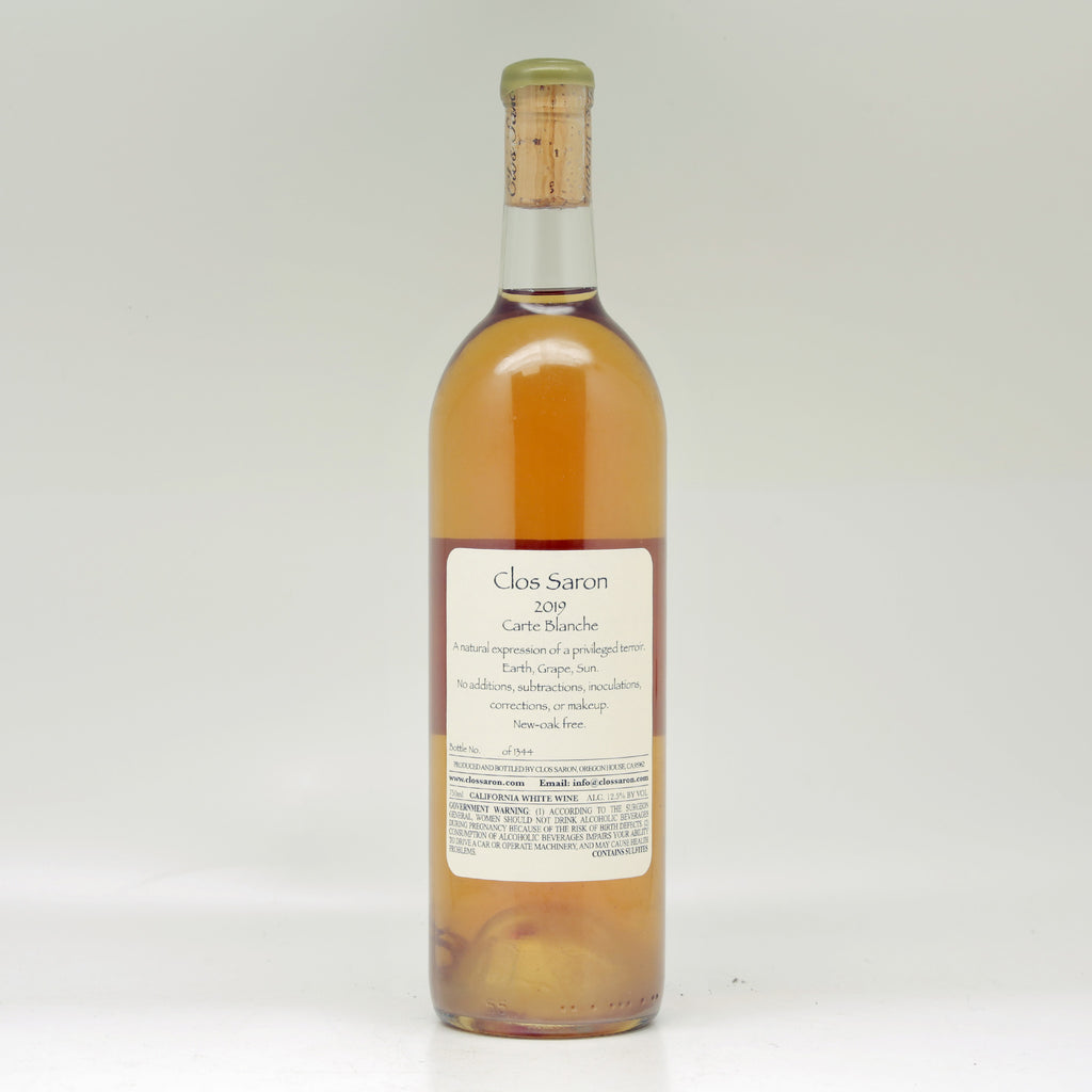 Clos Saron Sierra Foothills "Carte Blanche" 2019 White wine Bottle back label