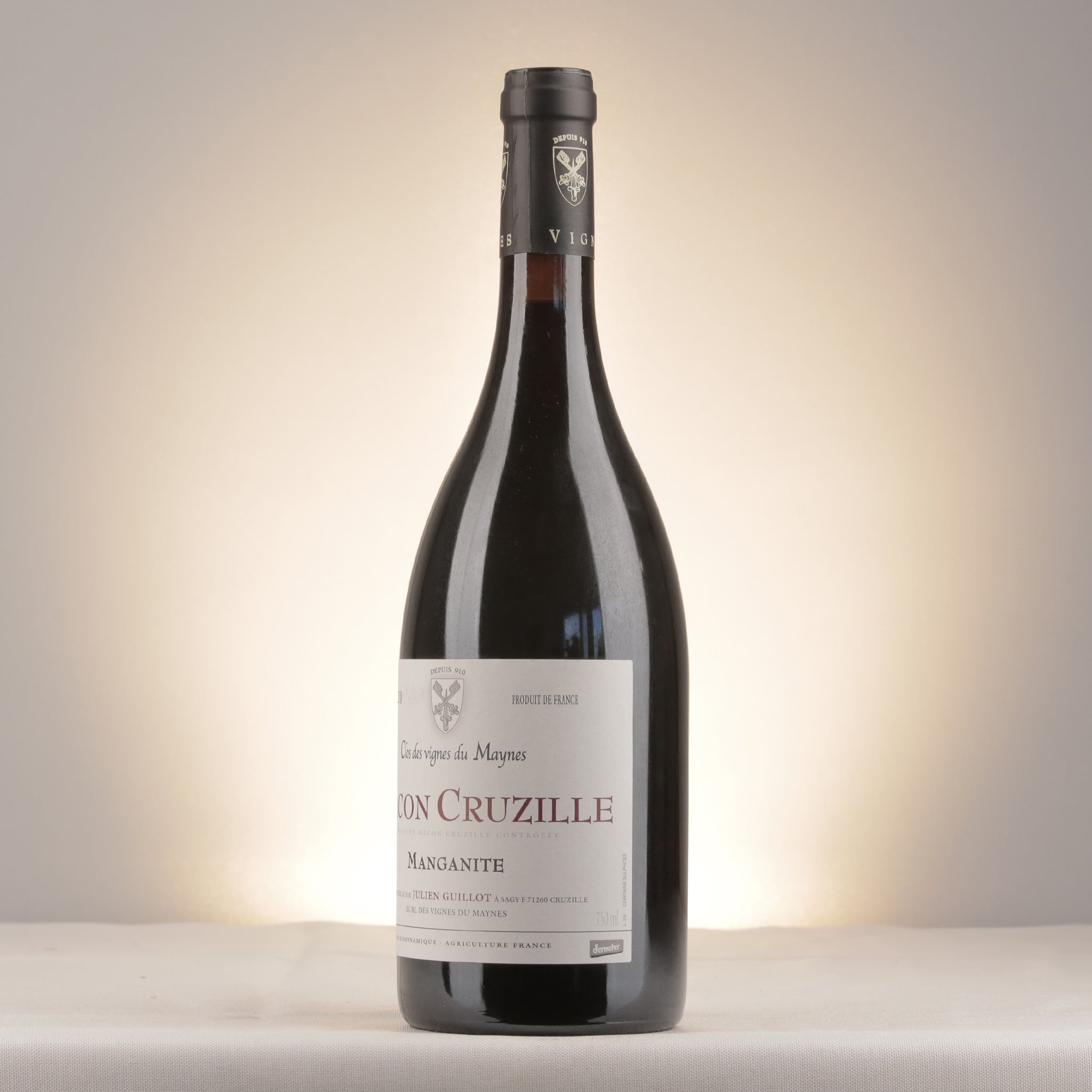 Clos des Vignes du Mayne Julien Guillot Manganite Macon-Cruzille 2020 Bottle detail