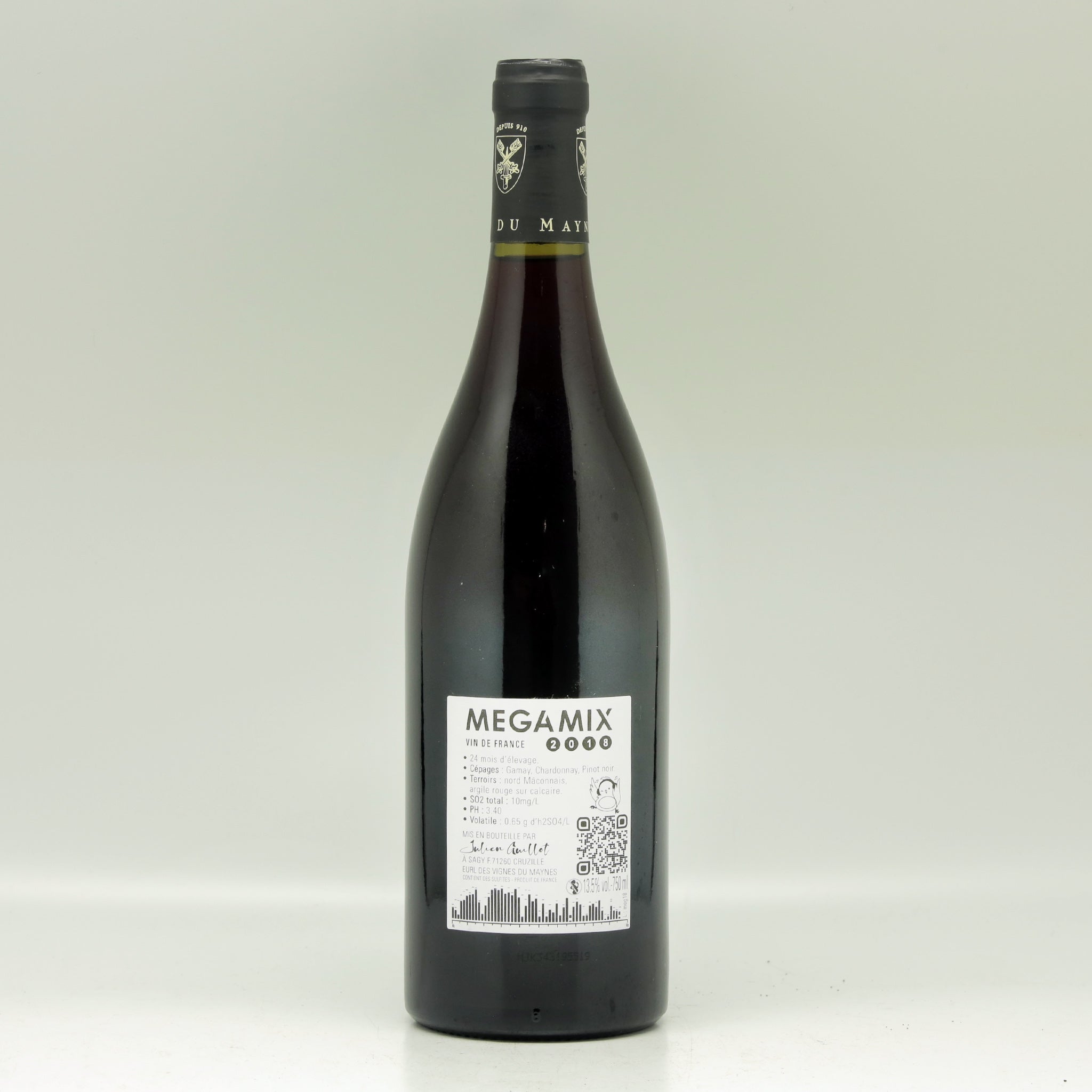 Clos des Vignes du Mayne Julien Guillot Vin de France "Megamix" 2018 Red wine Bottle