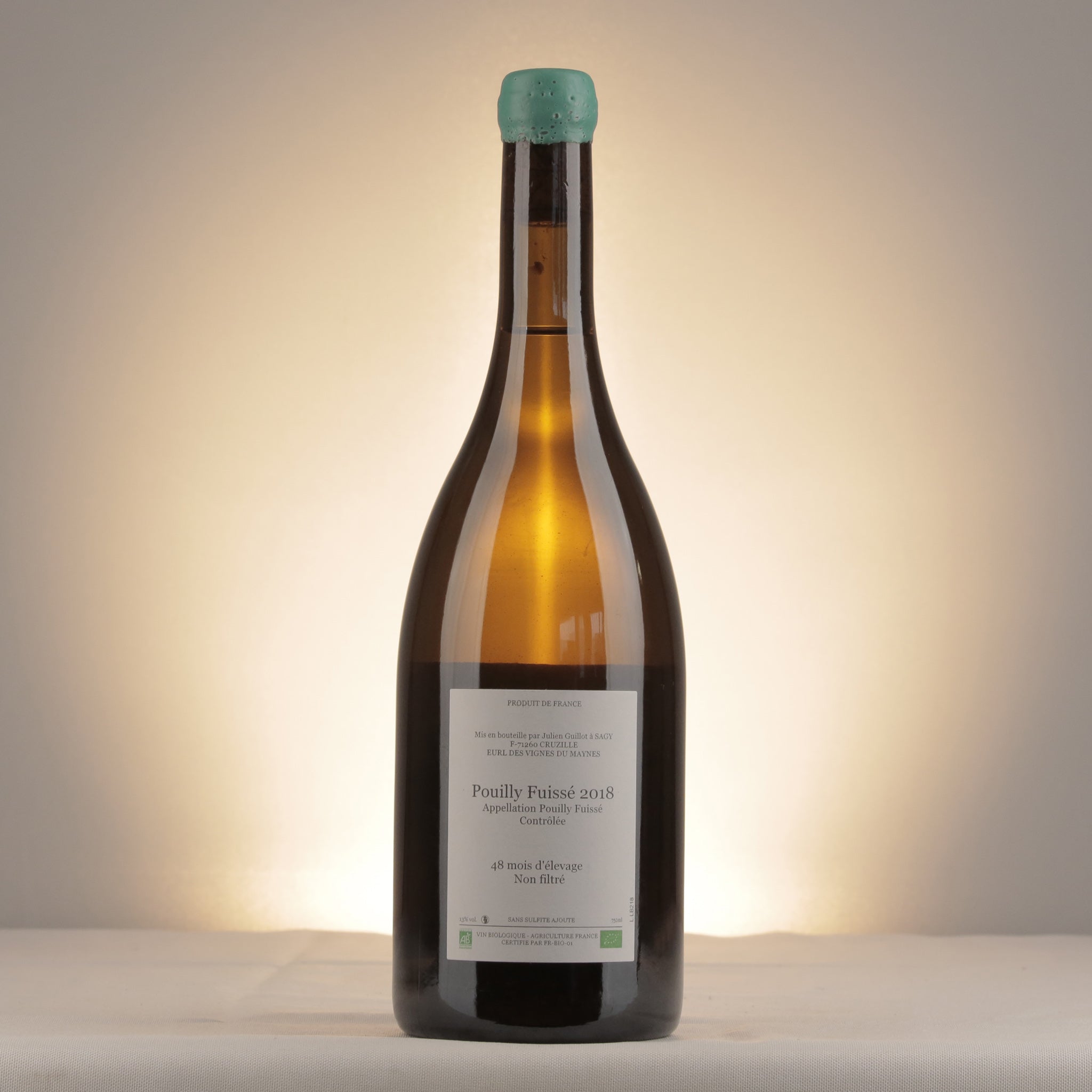 Clos des Vignes du Mayne Julien Guillot Pouilly-Fuisse Cuvée Leandre L'Homme Lion 2018 Bottle back