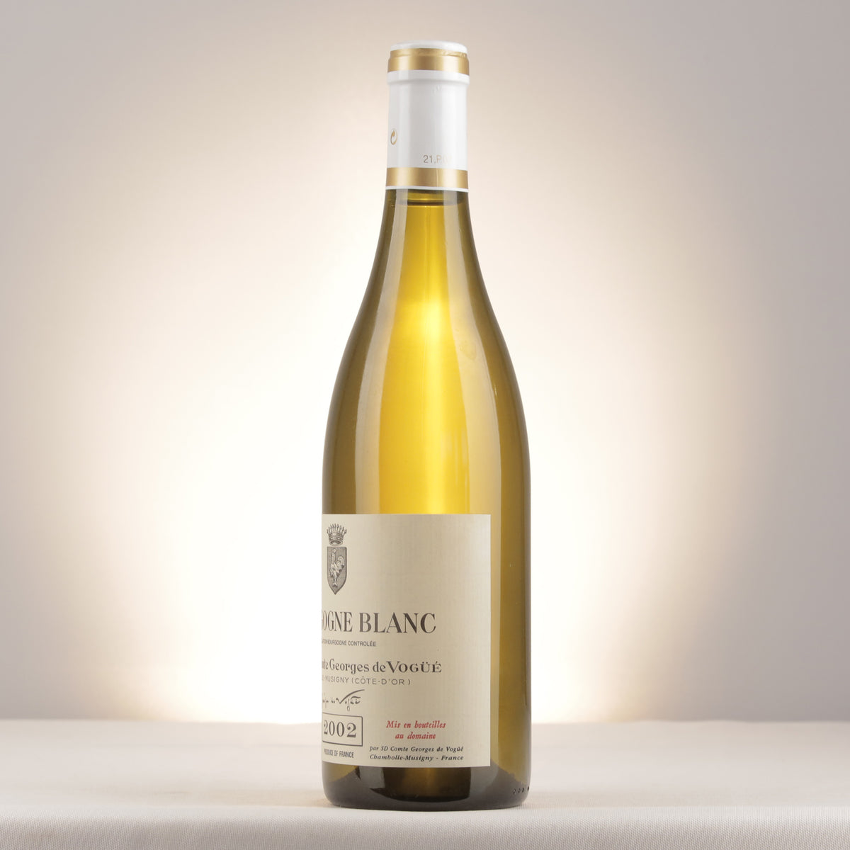 Comte Georges de Vogüé Bourgogne Blanc 2002 Bottle turned left