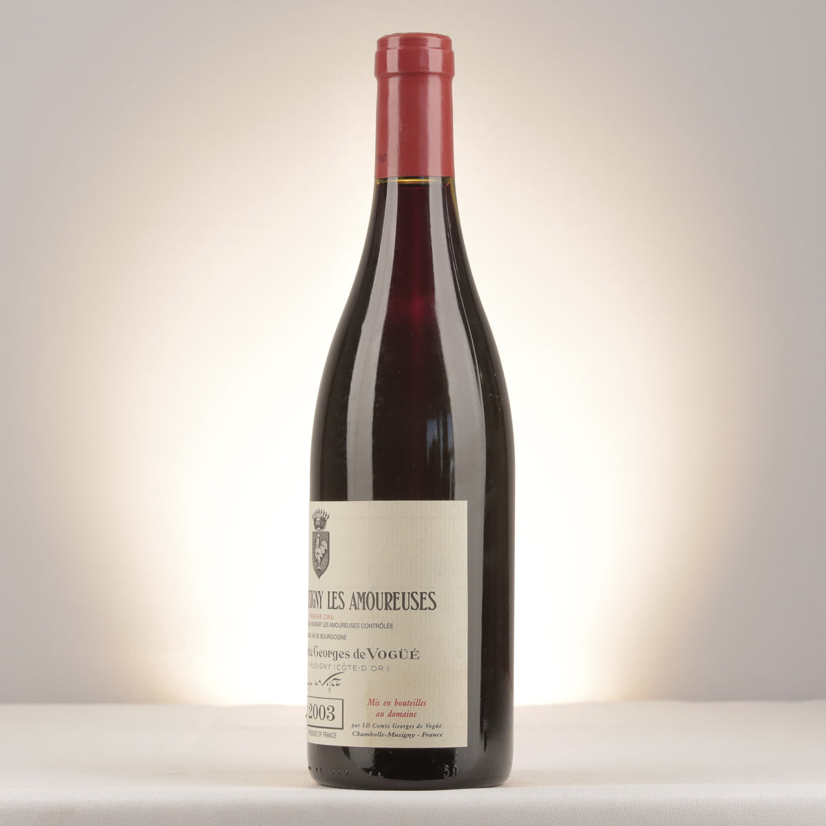 Comte Georges de Vogüé Chambolle-Musigny 1er Cru Les Amoureuses 2003 Bottle turned left