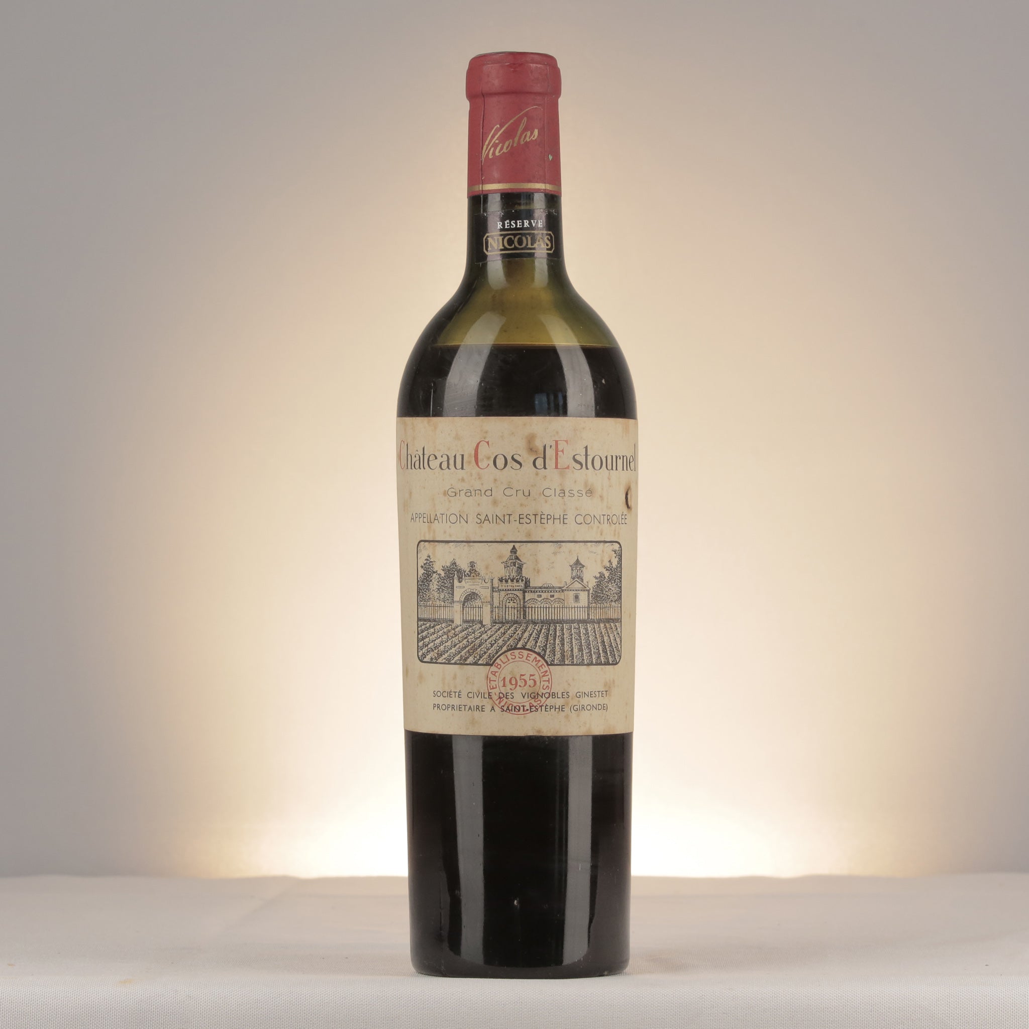 Cos d'Estournel 1955 Bottle front (lot 0f94)