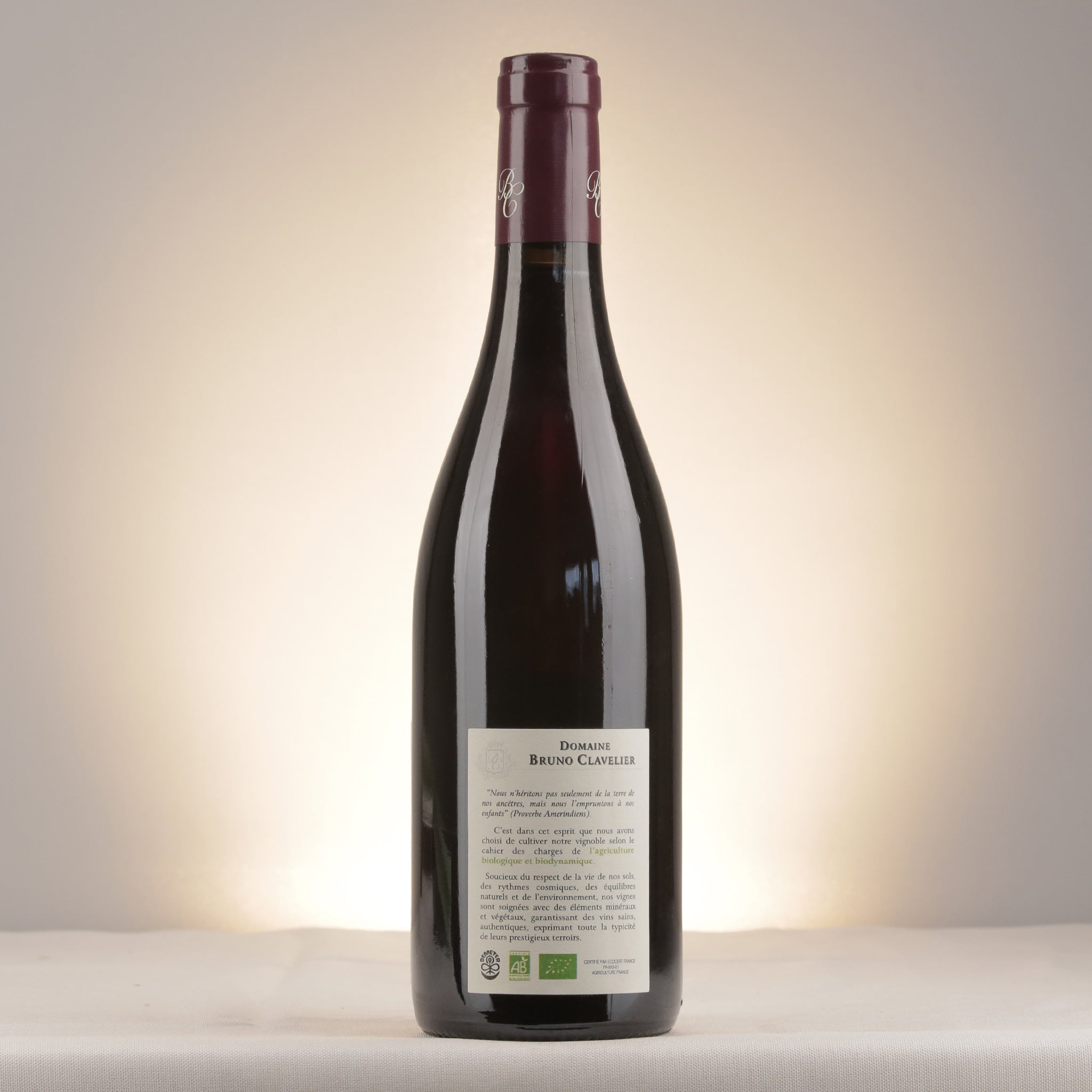 Domaine Bruno Clavelier Bourgogne Les Champs d’Argent Pinot Noir Vieilles Vignes 2023 Bottle back