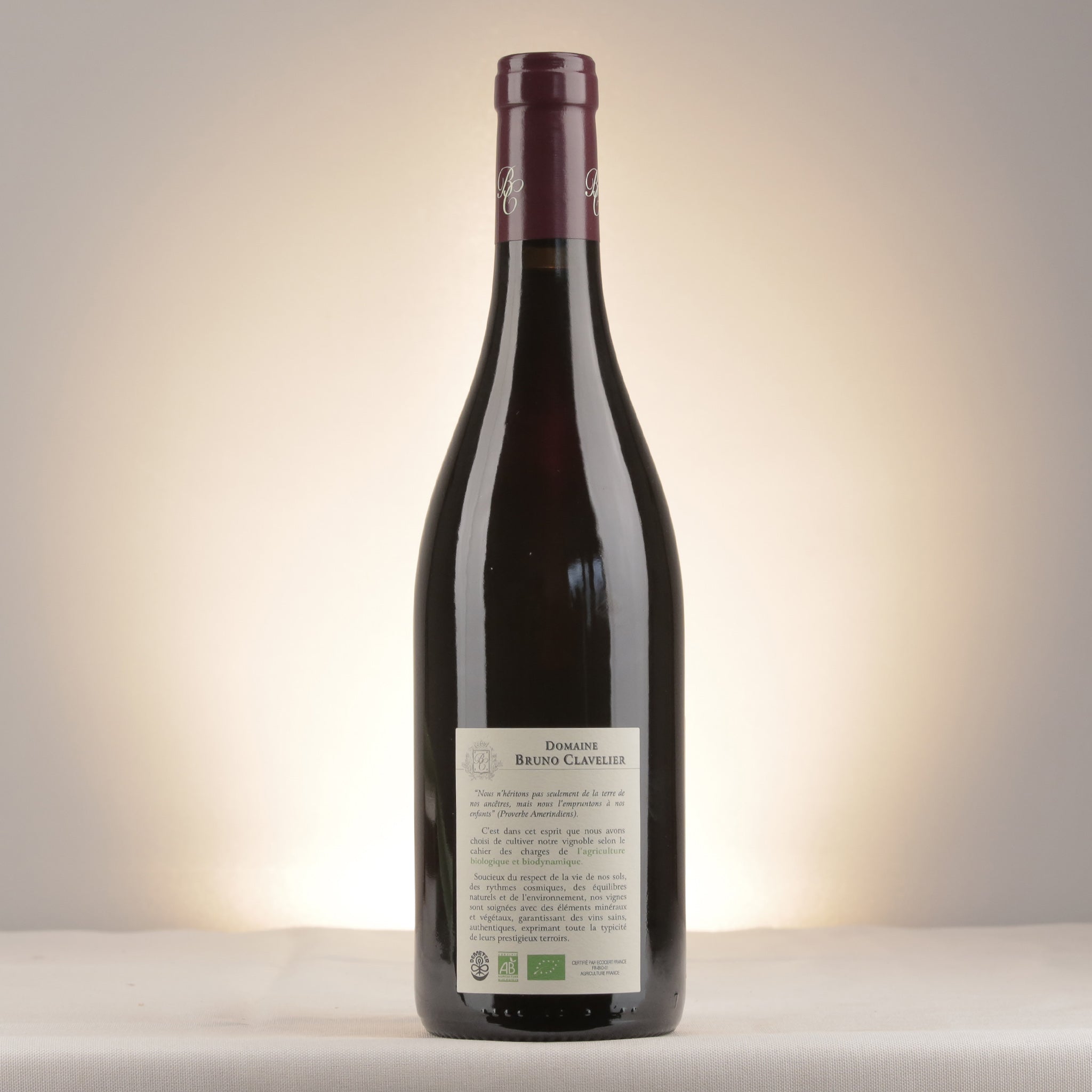 Domaine Bruno Clavelier Bourgogne Passe-tout-grains Vieilles Vignes 2023 Bottle back