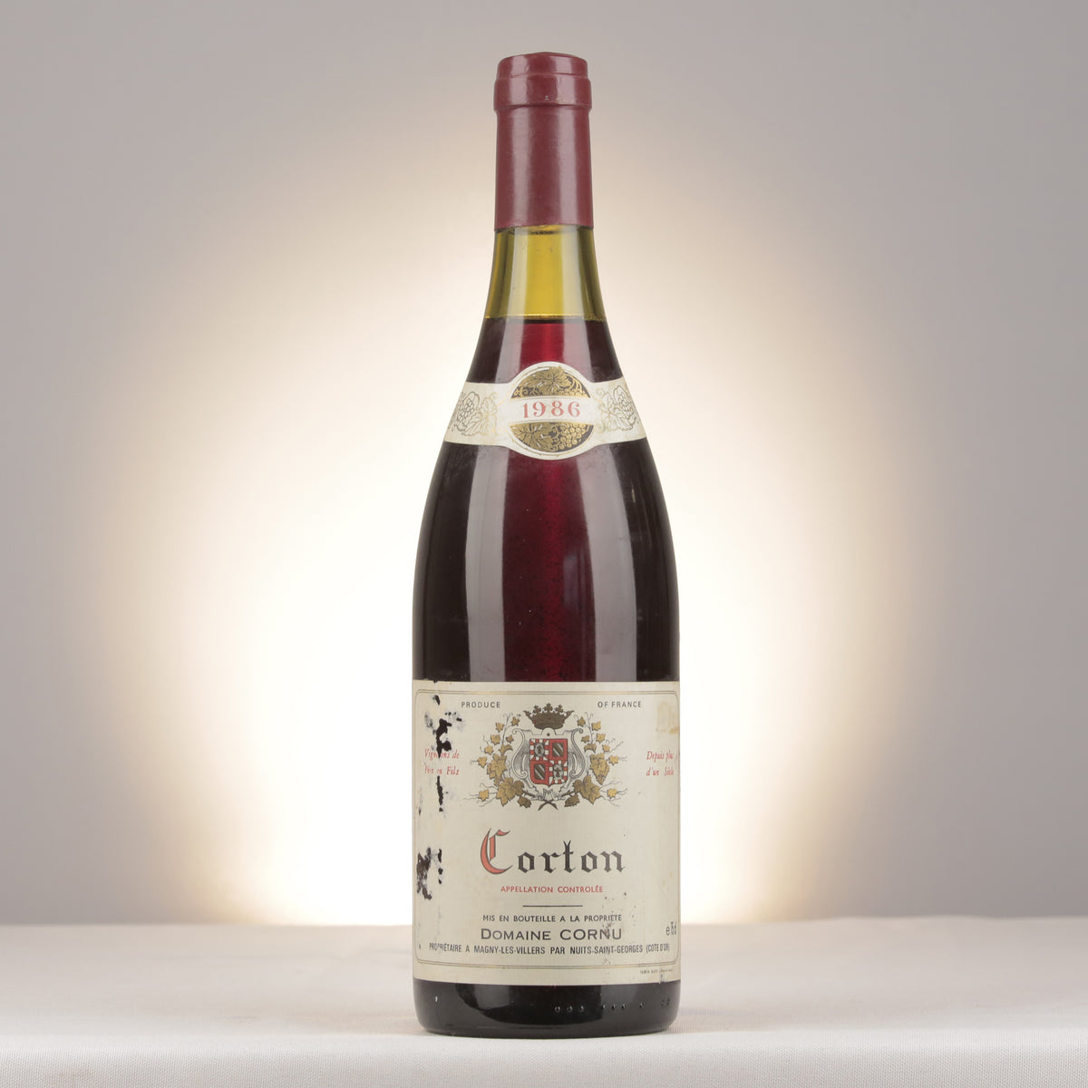 Domaine Cornu Corton Grand Cru 1986 Bottle front (lot 1284)