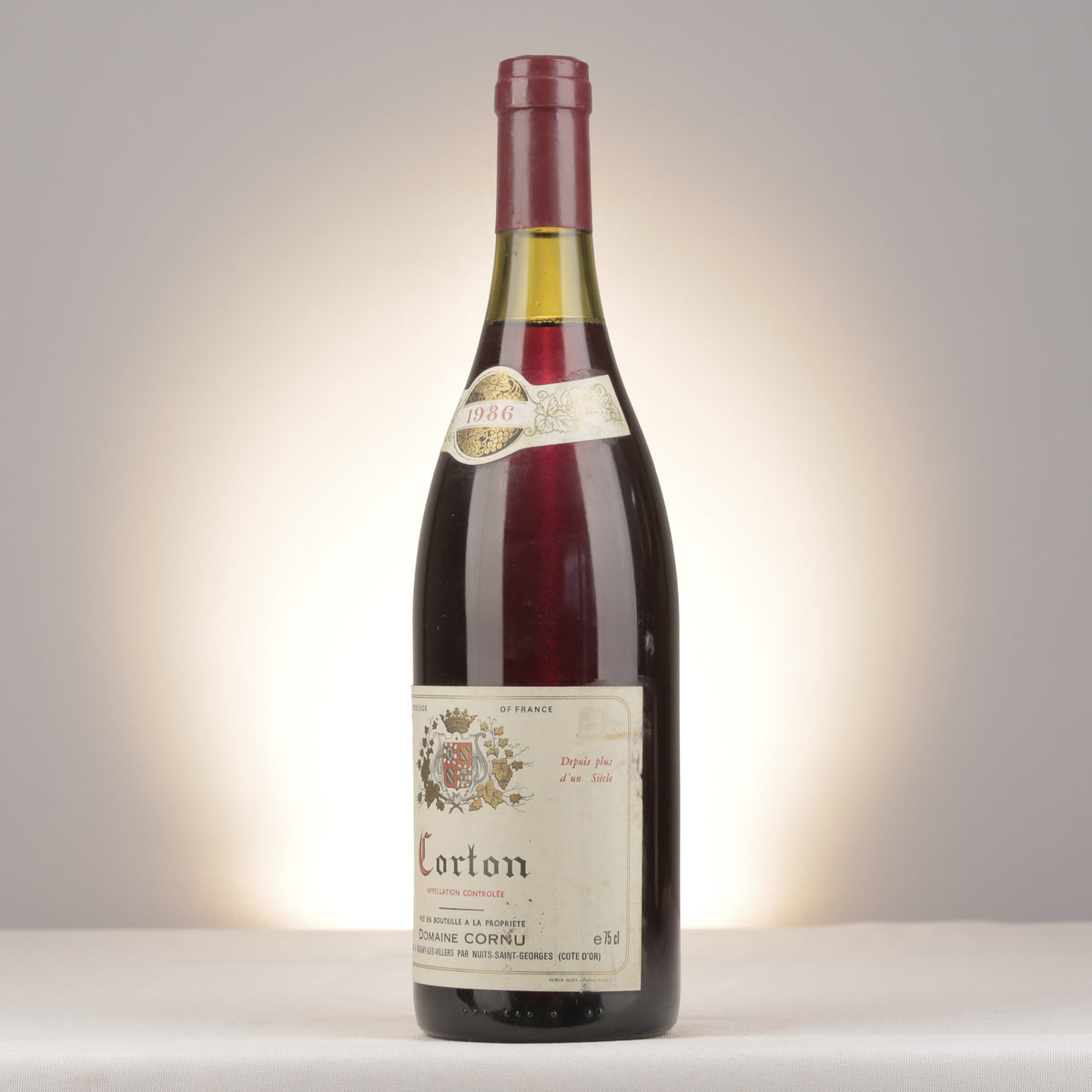 Domaine Cornu Corton Grand Cru 1986 Bottle turned left (lot 1284)