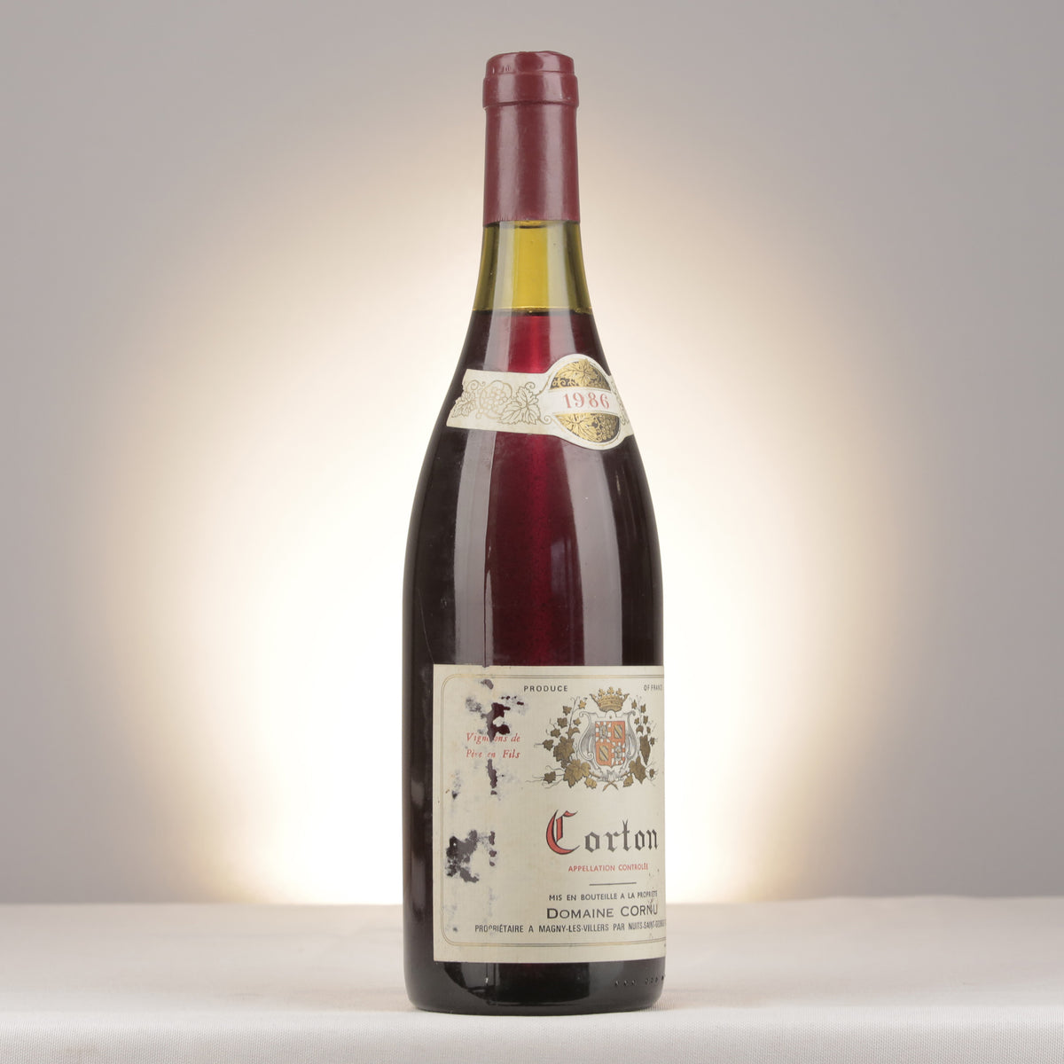 Domaine Cornu Corton Grand Cru 1986 Bottle turned right (lot 1284)