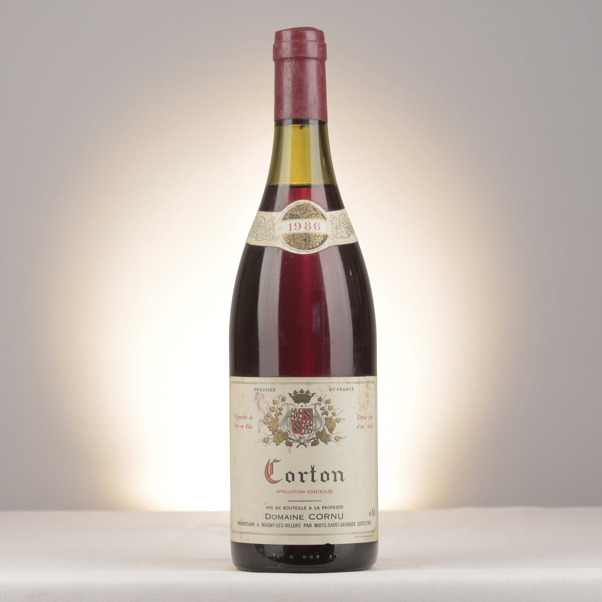Domaine Cornu Corton Grand Cru 1986 Bottle front (lot fec9)