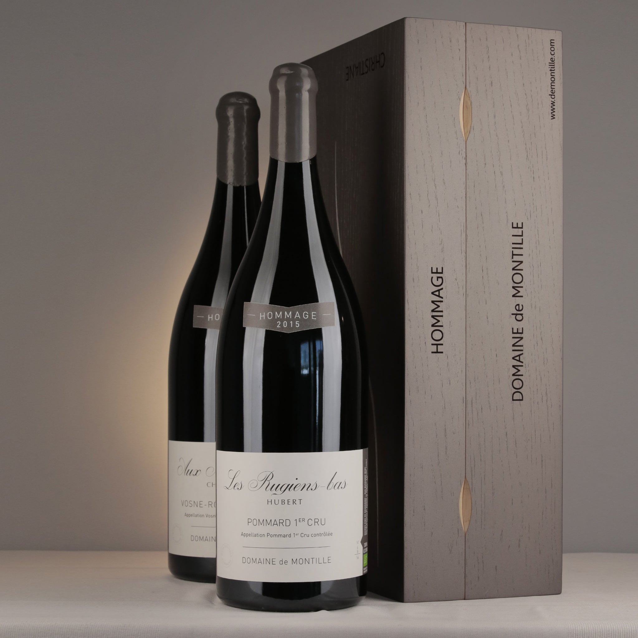 Domaine de Montille 1er Cru Hommage Assortment Case 2015 Jeroboam label