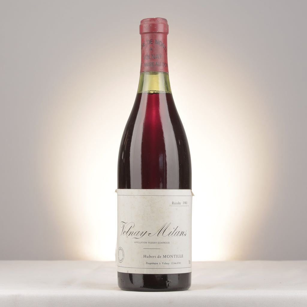 Domaine de Montille Volnay 1er Cru Les Mitans 1981 Bottle front (lot c017)