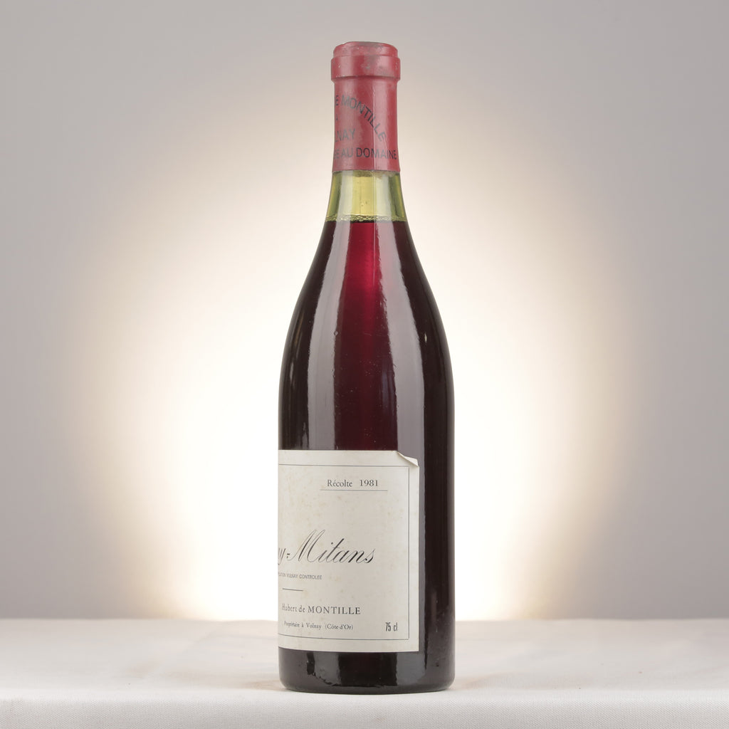 Domaine de Montille Volnay 1er Cru Les Mitans 1981 Bottle turned left (lot c017)