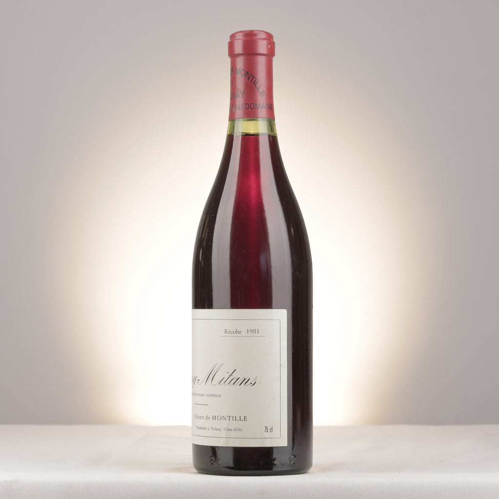 Domaine de Montille Volnay 1er Cru Les Mitans 1981 Bottle turned left