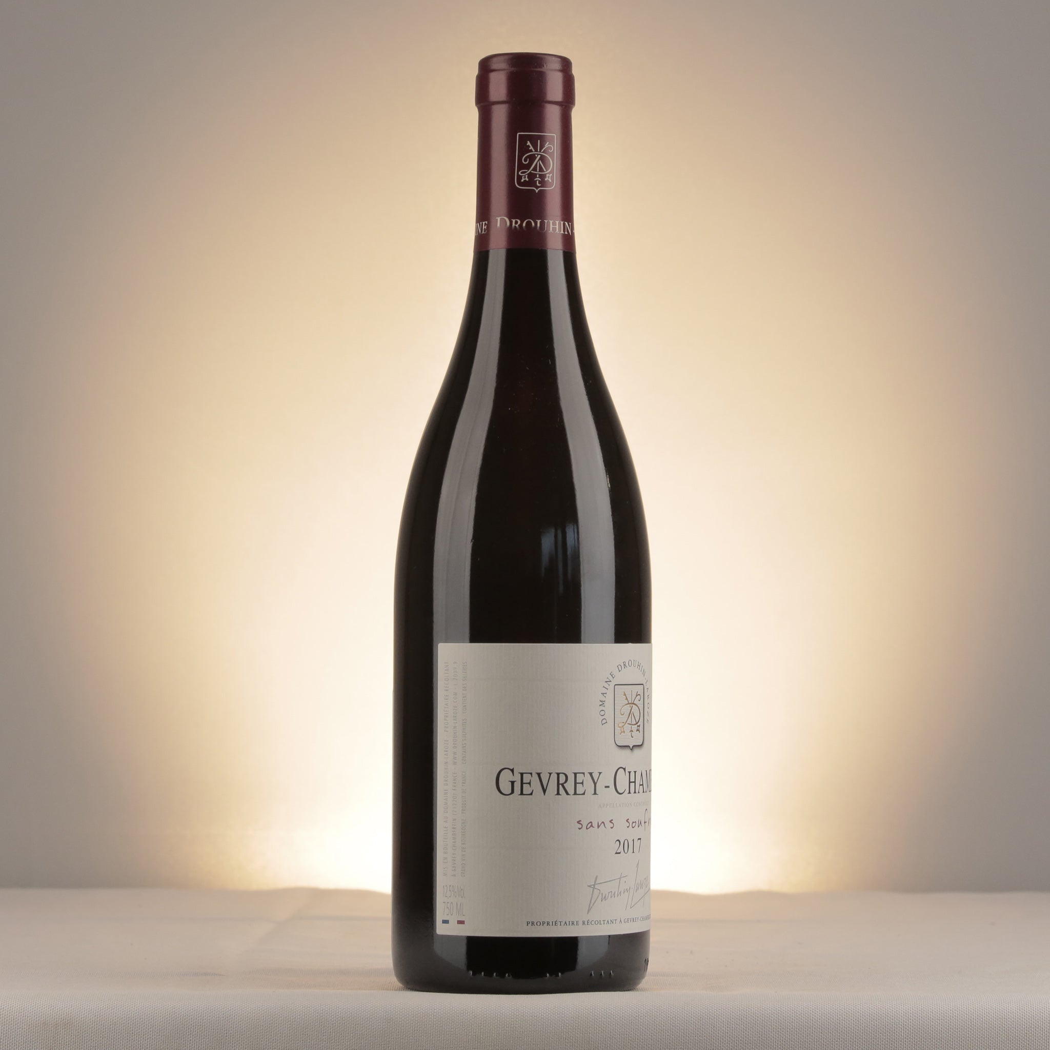Domaine Drouhin Laroze Gevrey-Chambertin Sans Soufre 2017 Bottle label