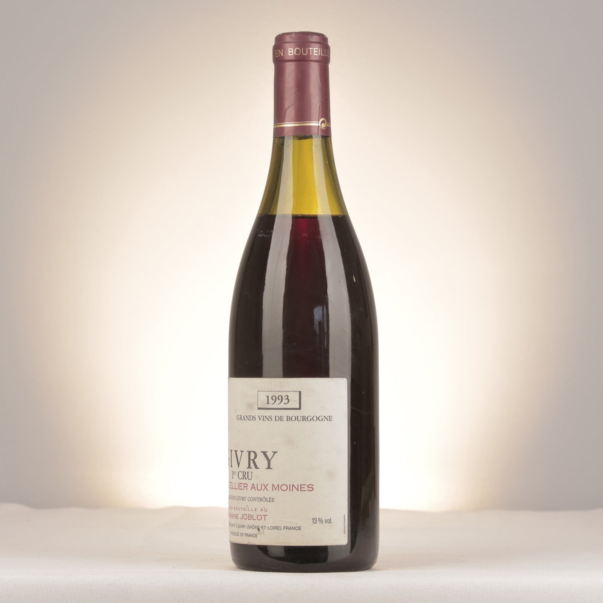 Domaine Joblot Givry 1er Cru Clos du Cellier aux Moines 1993 Bottle turned left (lot 40ca)