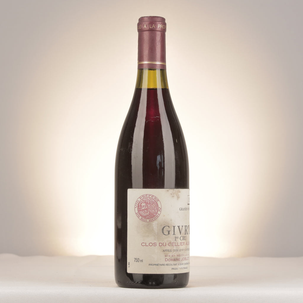 Domaine Joblot Givry 1er Cru Clos du Cellier aux Moines 1993 Bottle turned right (lot 52a4)