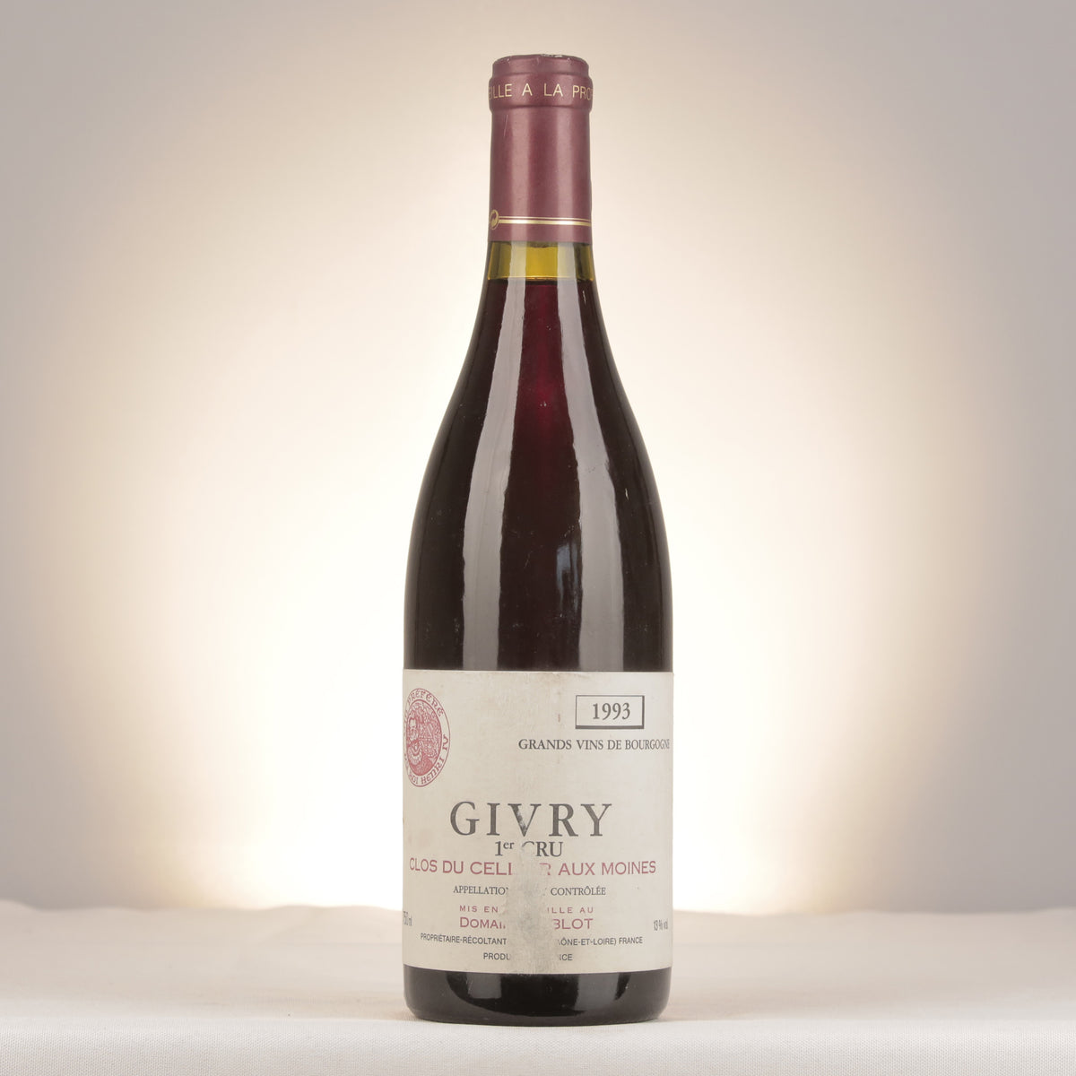 Domaine Joblot Givry 1er Cru Clos du Cellier aux Moines 1993 Bottle front (lot 9654)
