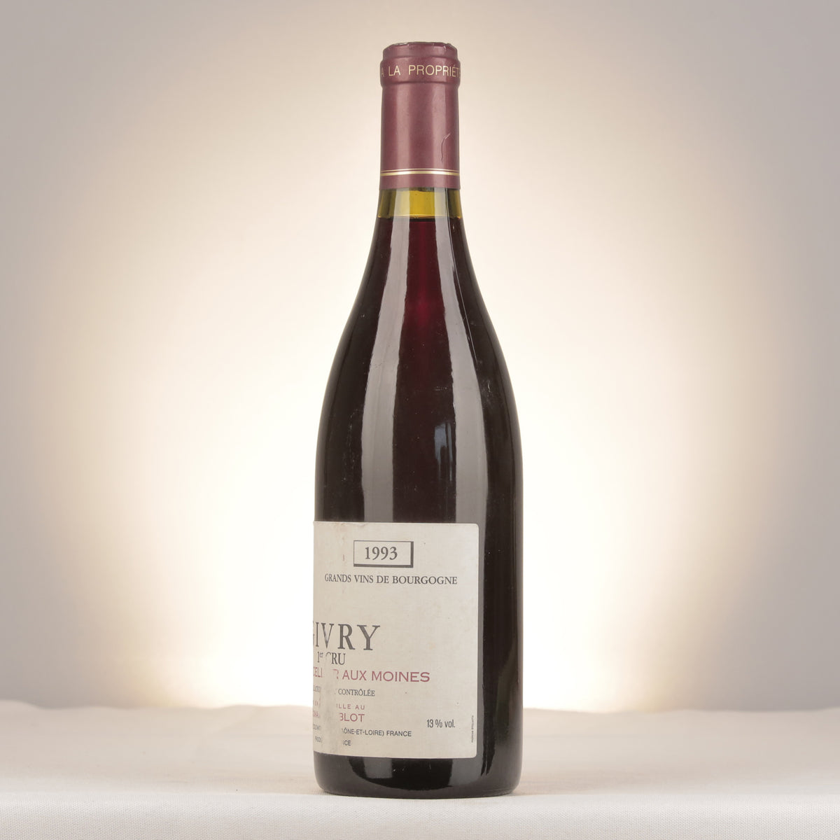 Domaine Joblot Givry 1er Cru Clos du Cellier aux Moines 1993 Bottle turned left (lot 9654)