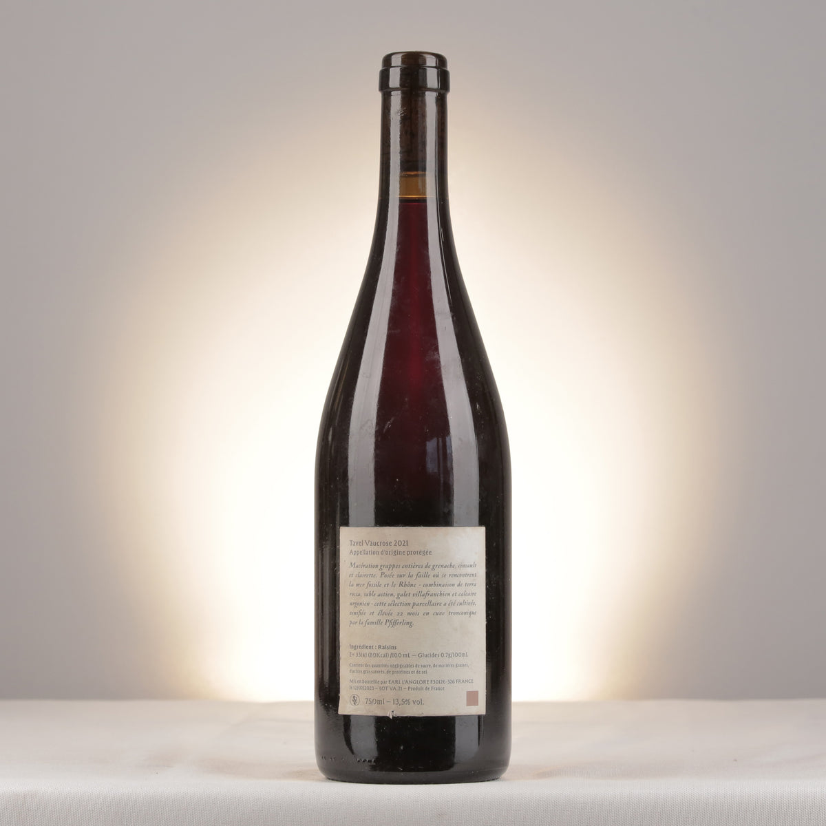 L'Anglore Tavel Vaucrose 2021 Bottle back