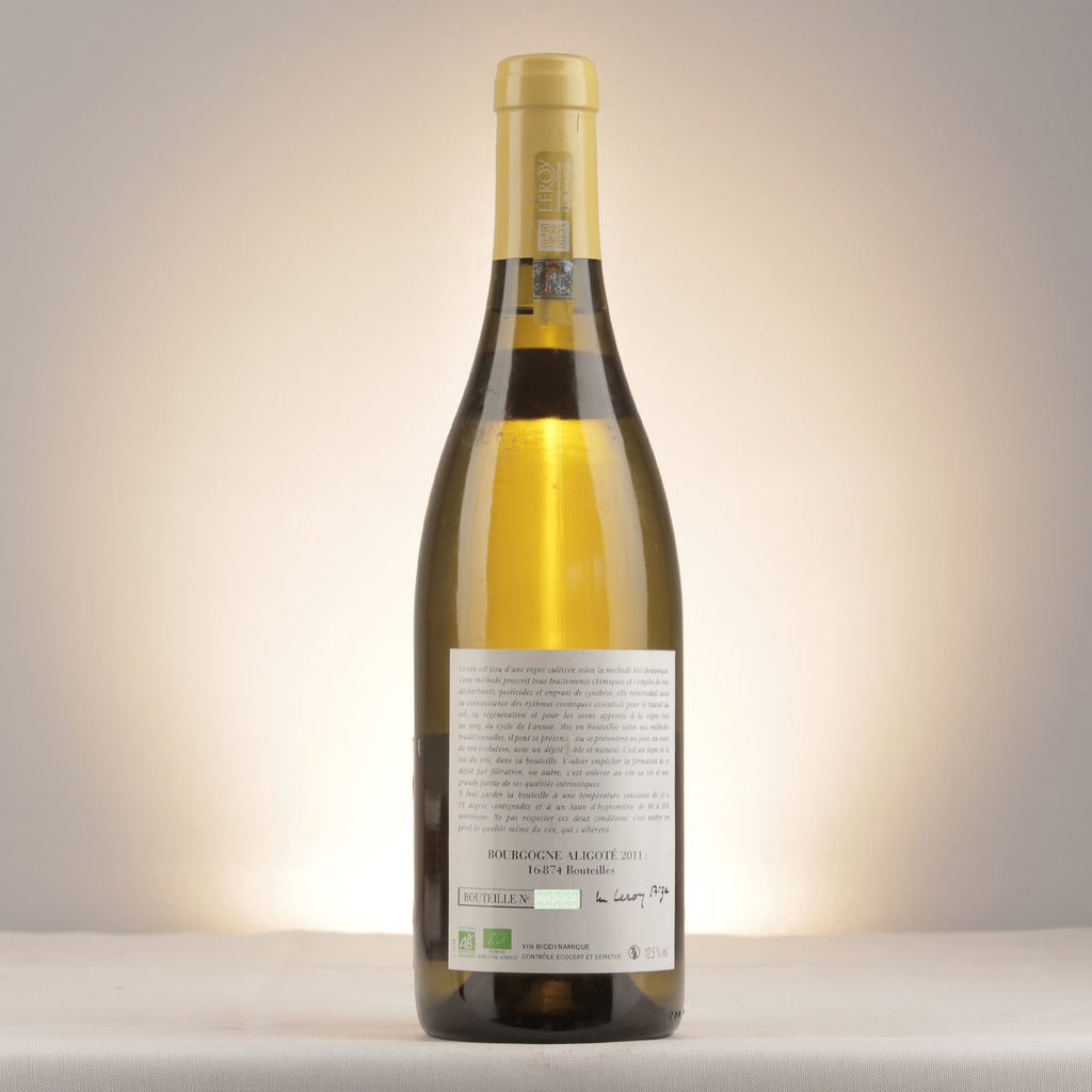 Domaine Leroy Bourgogne Aligoté 2011 Bottle back label