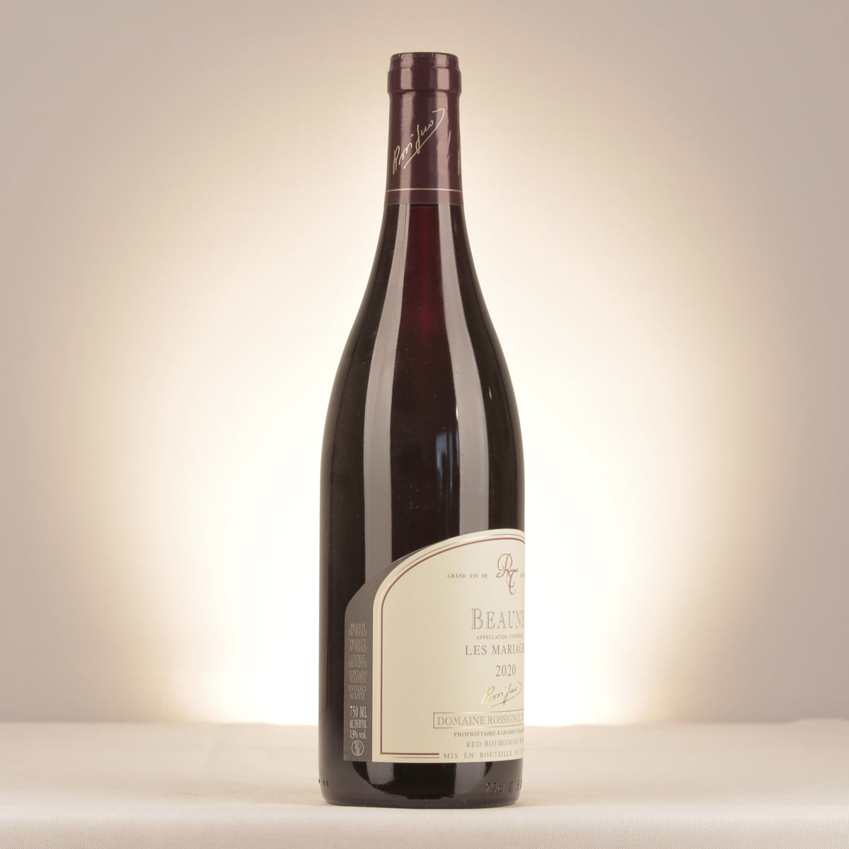 Domaine Rossignol-Trapet Beaune Les Mariages 2020 Bottle turned right