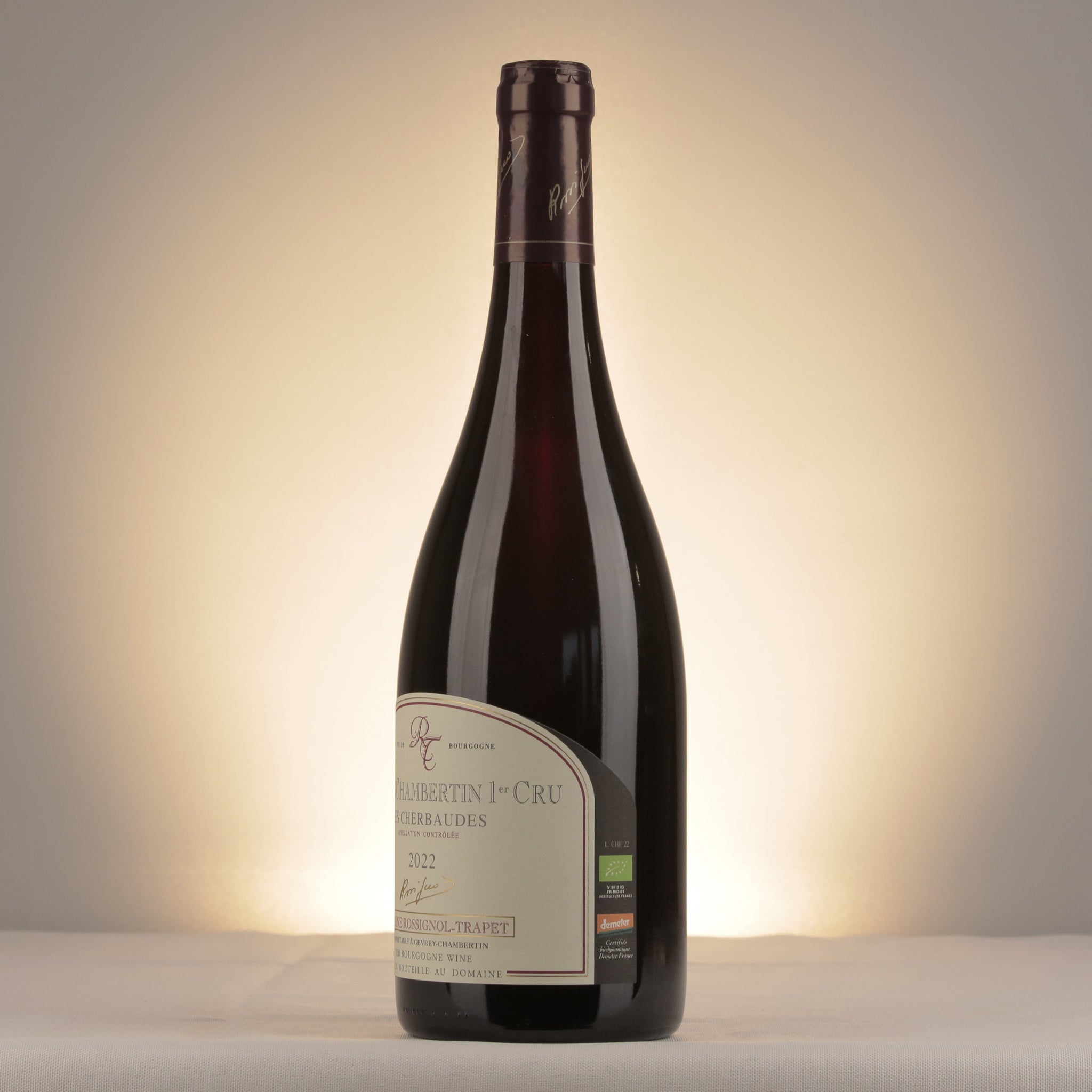 Domaine Rossignol-Trapet Gevrey-Chambertin 1er Cru Cherbaudes 2022 Bottle detail