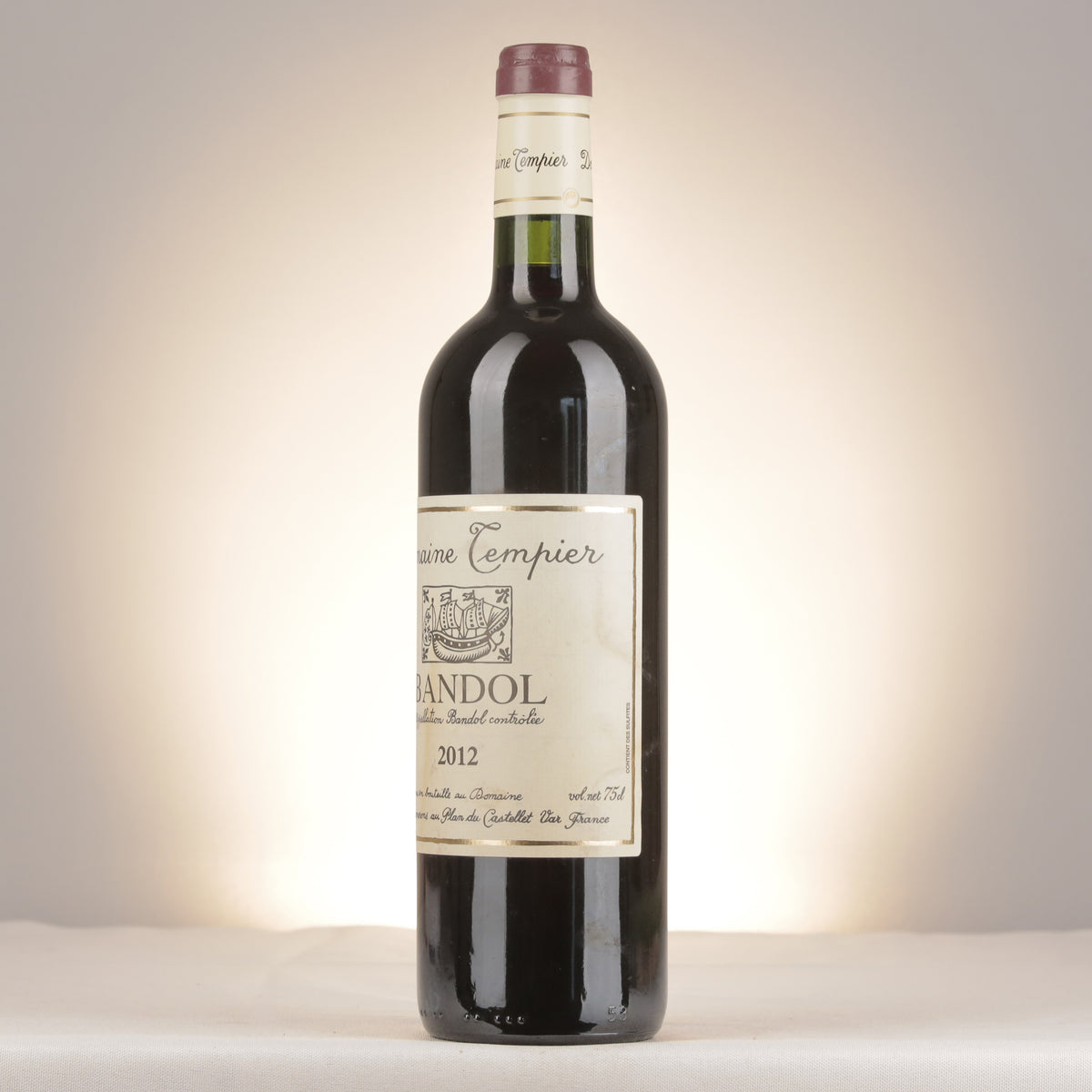 Domaine Tempier Bandol 2012 Bottle turned left