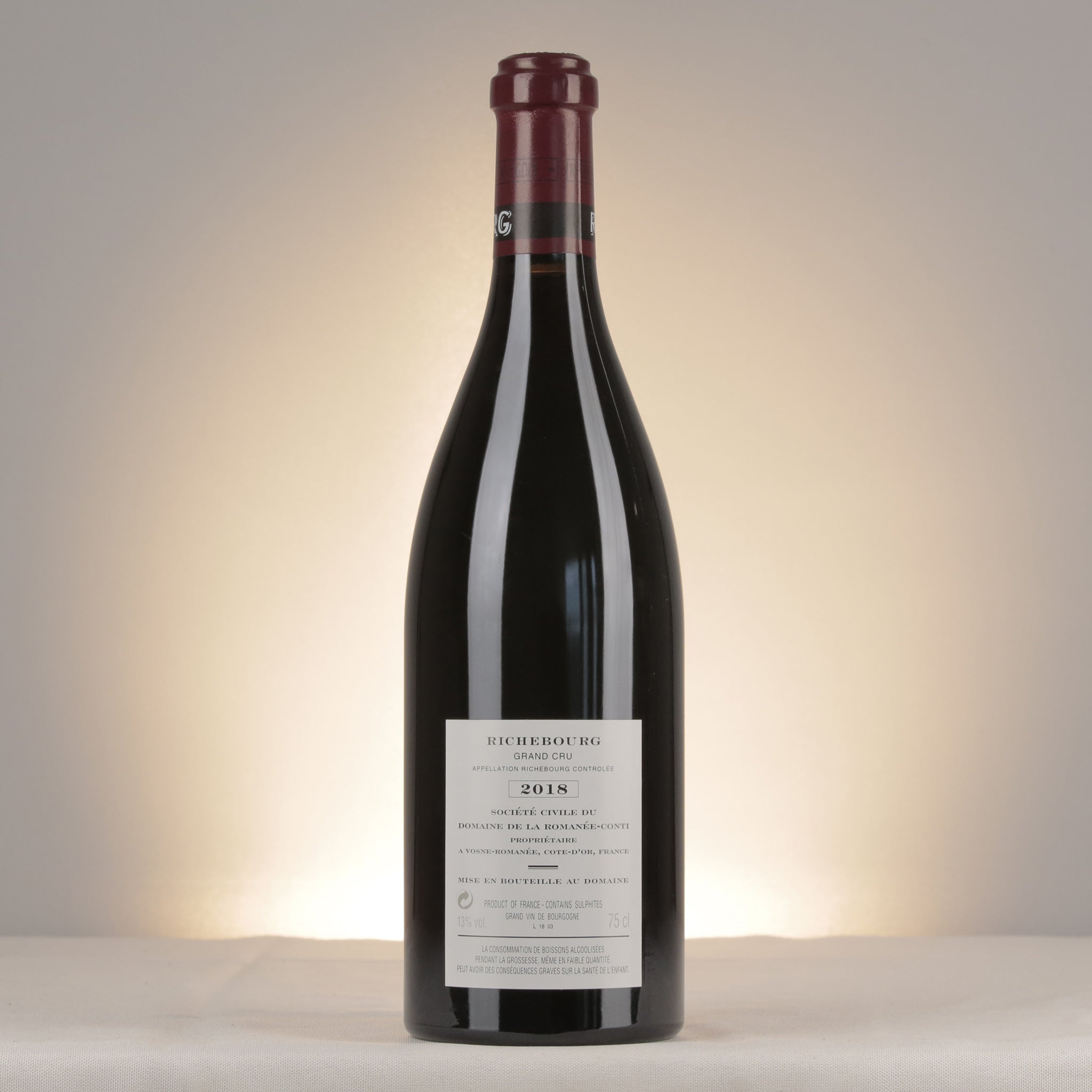 Domaine de la Romanée-Conti Richebourg Grand Cru 2018 Bottle back