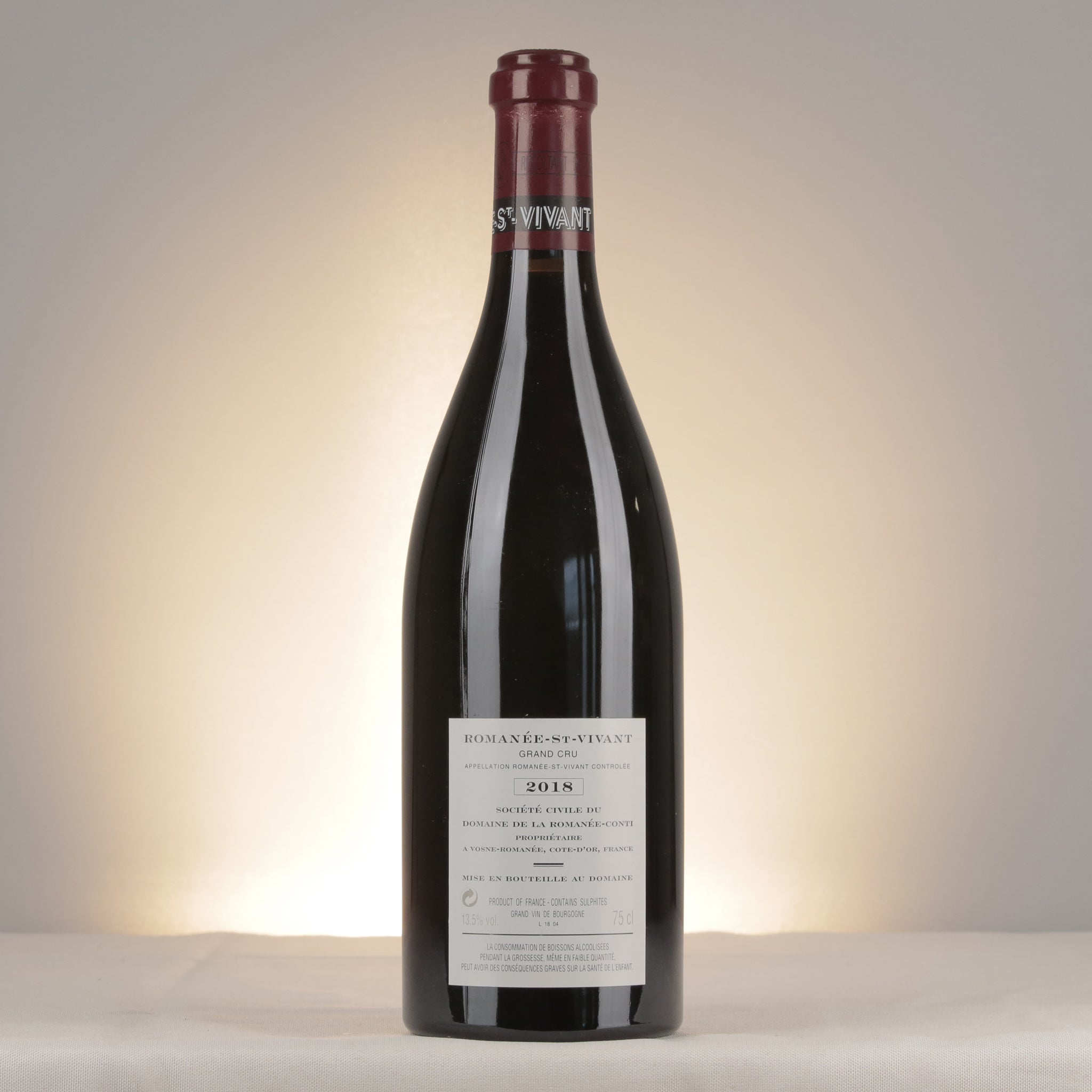 Domaine de la Romanée-Conti Romanée-Saint-Vivant Grand Cru 2018 Bottle back
