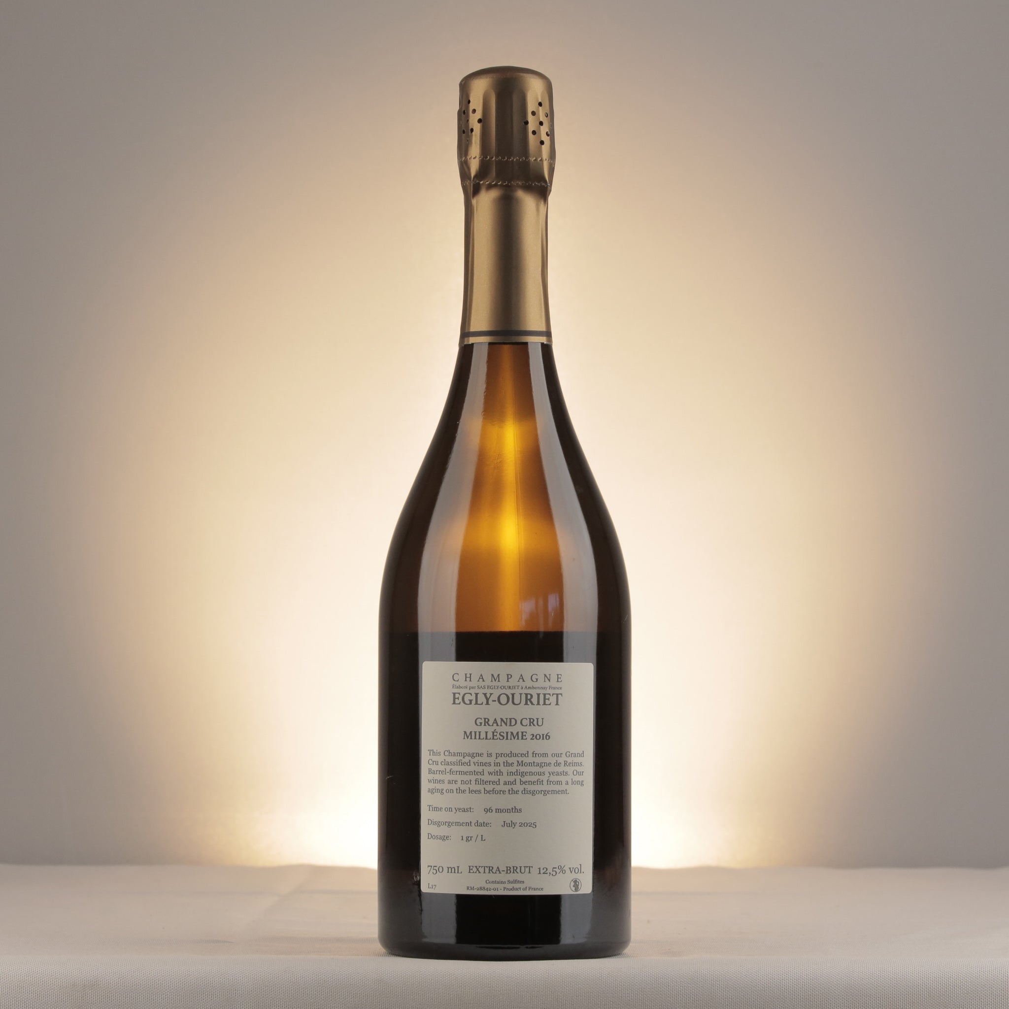 Champagne Egly-Ouriet Extra-Brut Millésime 2016 Bottle back