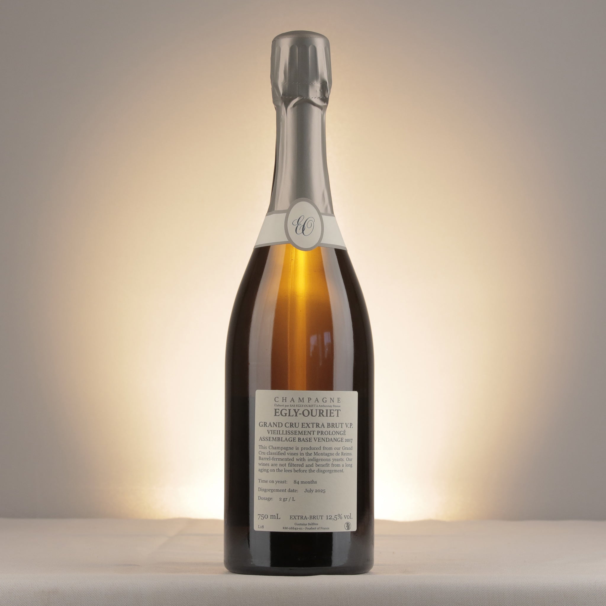 Champagne Egly-Ouriet V.P. Vieillissement Prolongé Extra Brut Grand Cru NV Bottle back