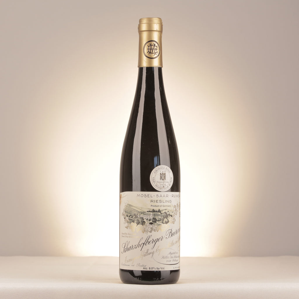 Egon Muller Scharzhofberger Riesling Beerenauslese Goldkapsel Versteigerung Mosel 1990 Bottle front (lot 0db7)