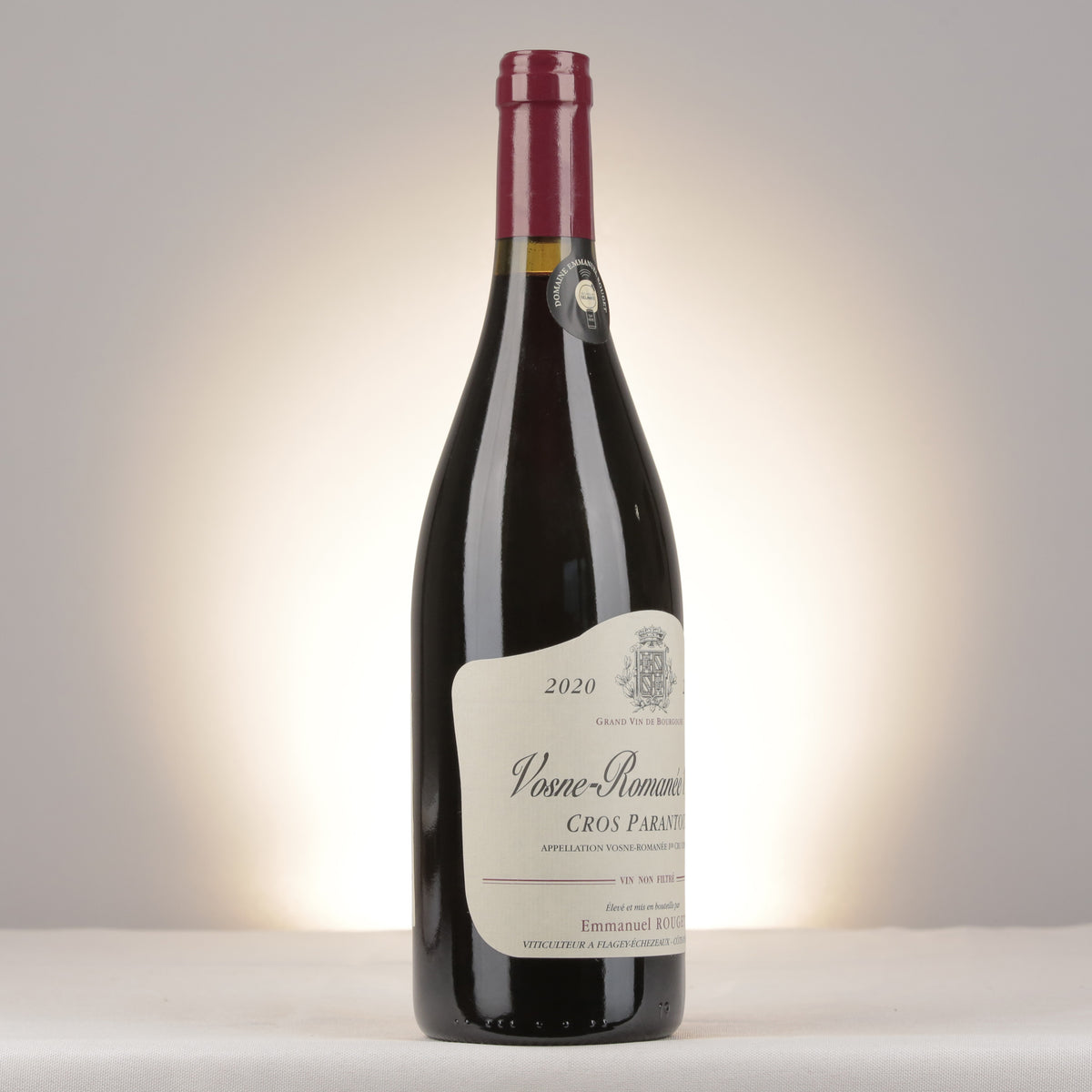 Emmanuel Rouget Cros Parantoux Vosne-Romanée 1er Cru 2020 Bottle turned right