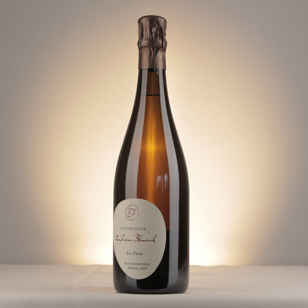 Champagne Feneuil Émilien Les Puits Rose de Macération 1er Cru Champagne 2018 Bottle detail