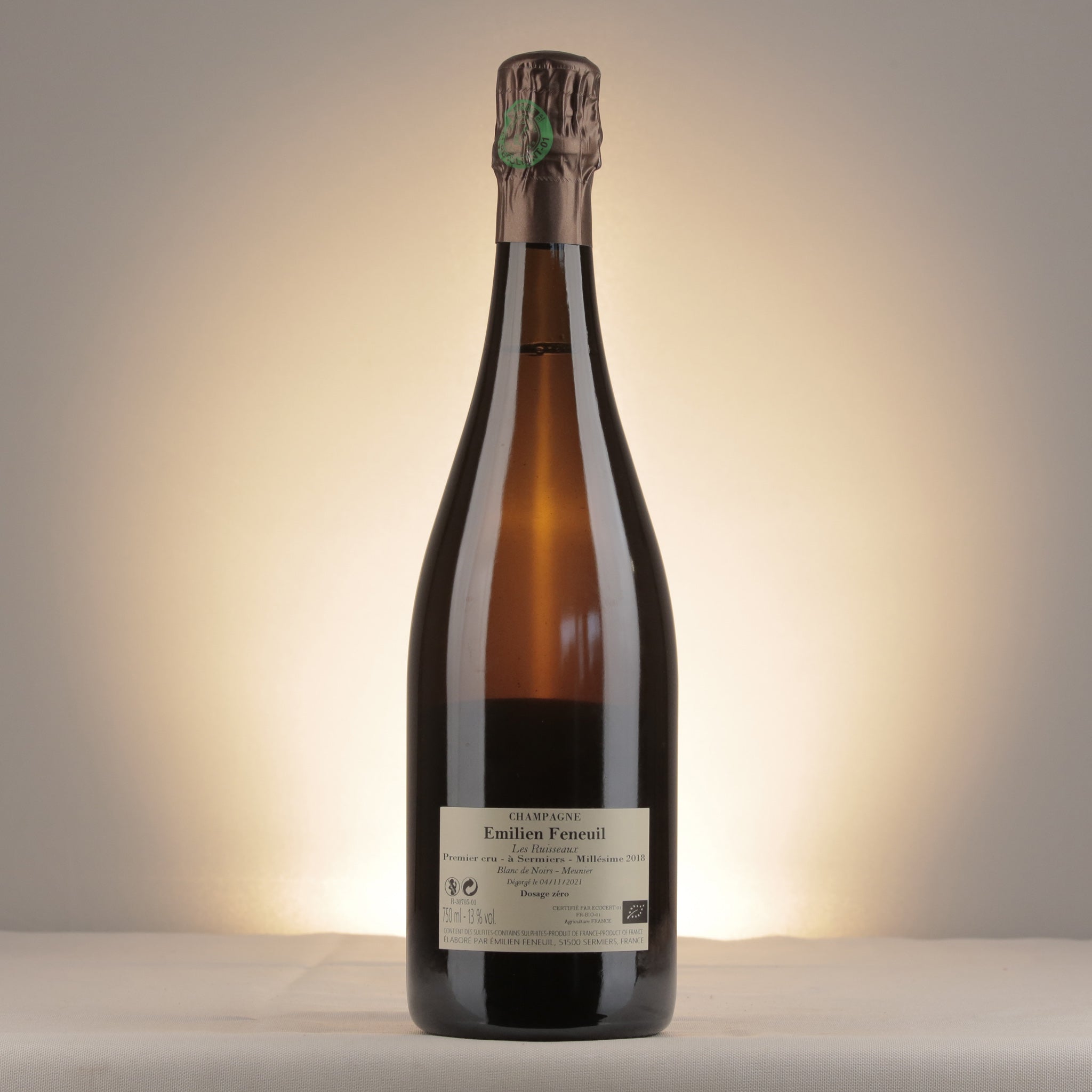 Champagne Feneuil Émilien Les Ruisseaux Champagne 2018 Bottle back