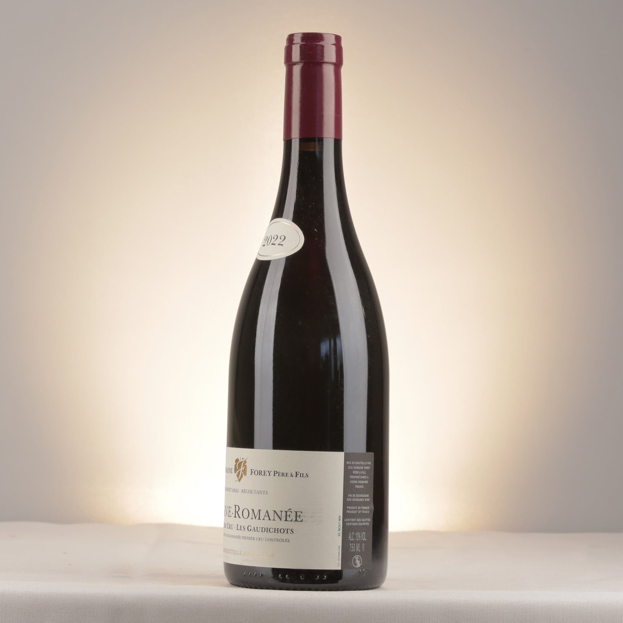Domaine Forey Père et Fils Vosne-Romanee 1er Cru Les Gaudichots 2022 Bottle detail