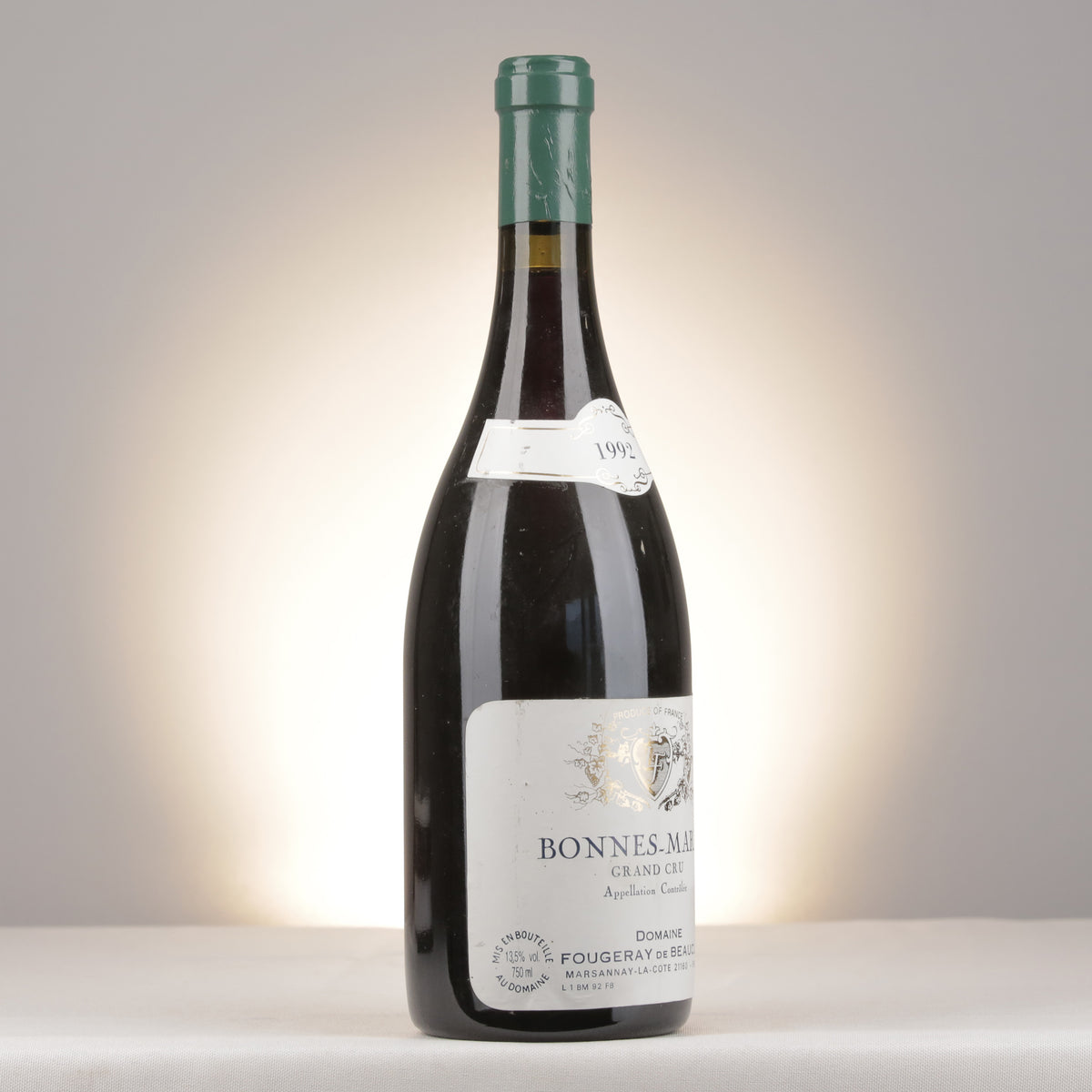 Fougeray de Beauclair Bonnes Mares Grand Cru 1992 Bottle turned right