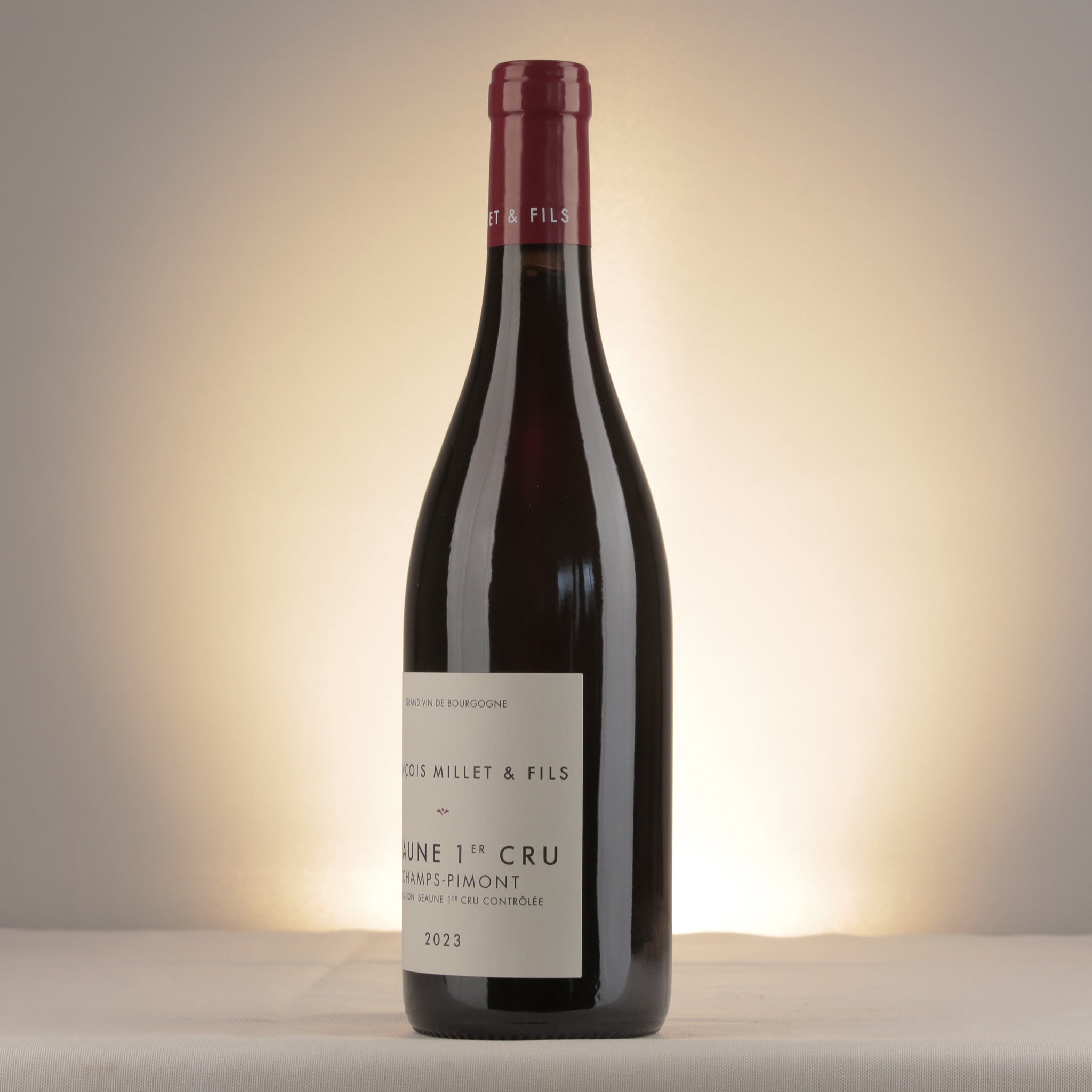 François Millet & Fils Beaune 1er Cru Champs Pimont 2023 Bottle detail