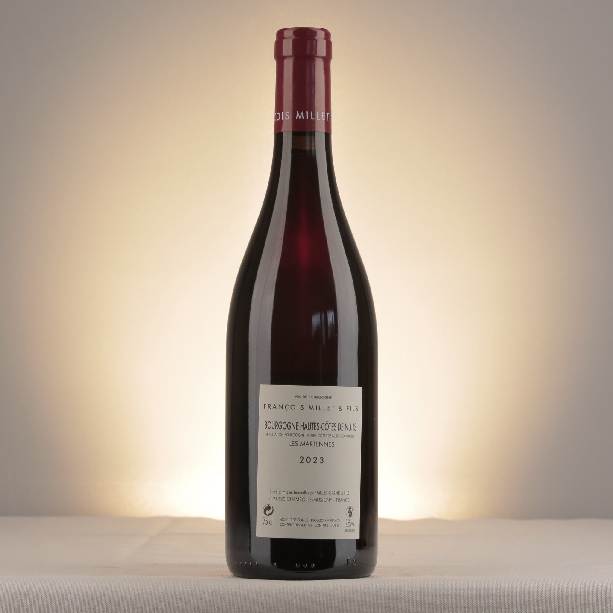 François Millet & Fils Bourgogne Hautes Côtes de Nuits Les Martennes Rouge 2023 Bottle back