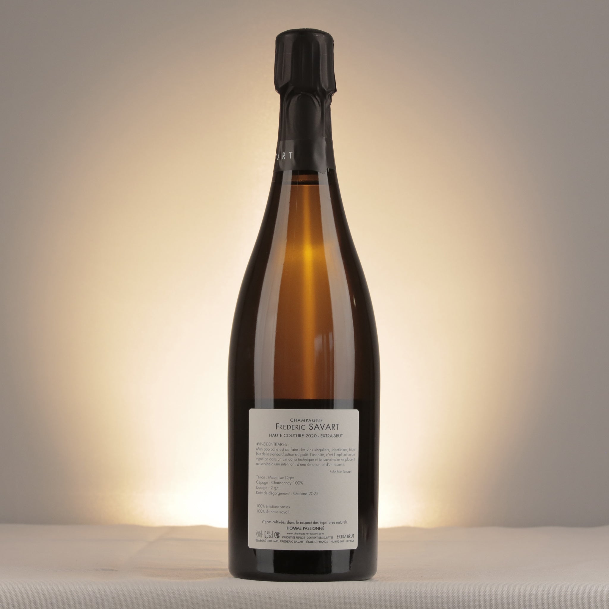 Frédéric Savart Haute Couture Grand Cru Le Mesnil-sur-Oger 2020 Bottle back